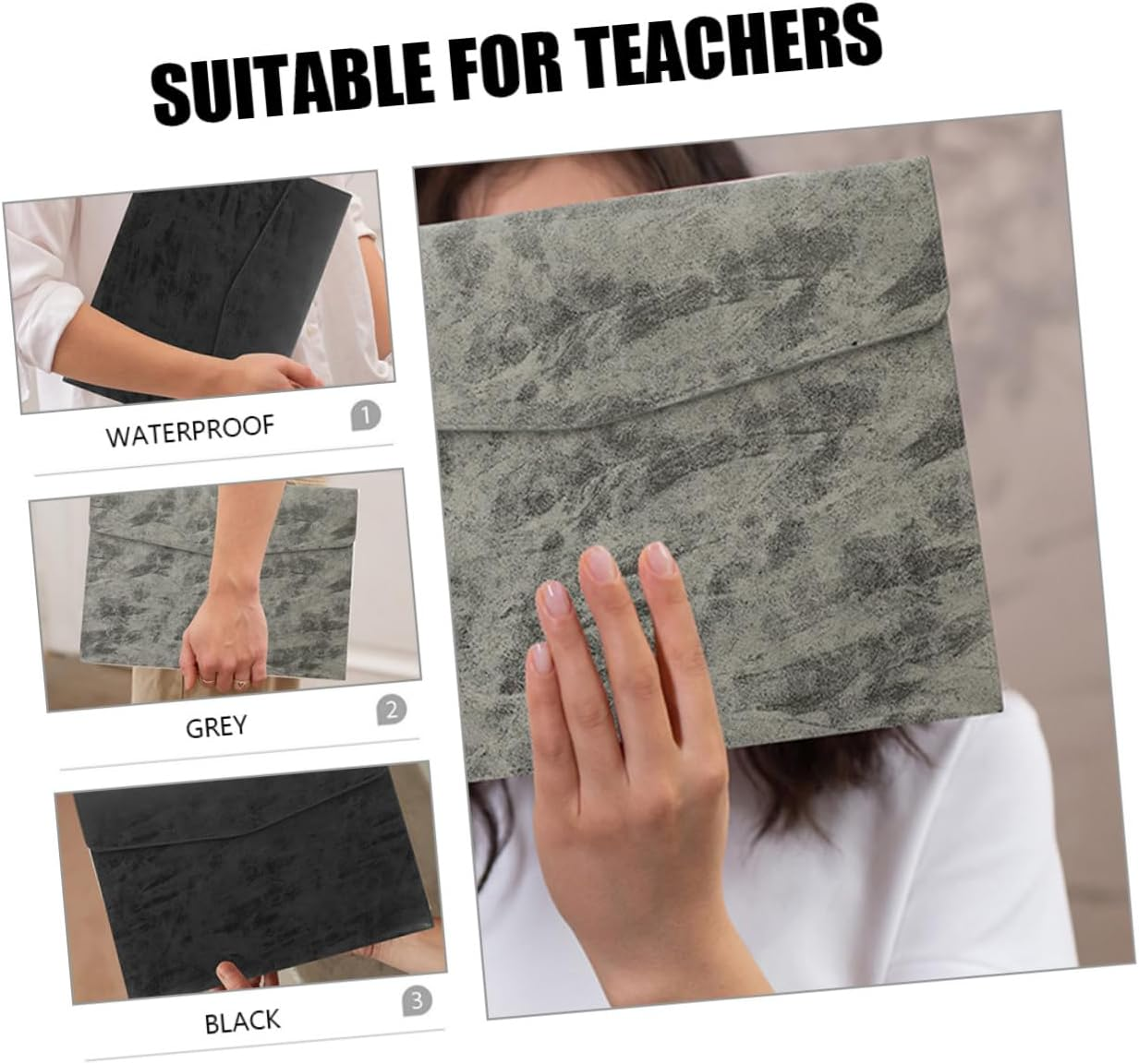 LALAFINA Document Bag Pockets Faux Leather File Organizer Compact Storage for Bills Statements Contracts image number 1