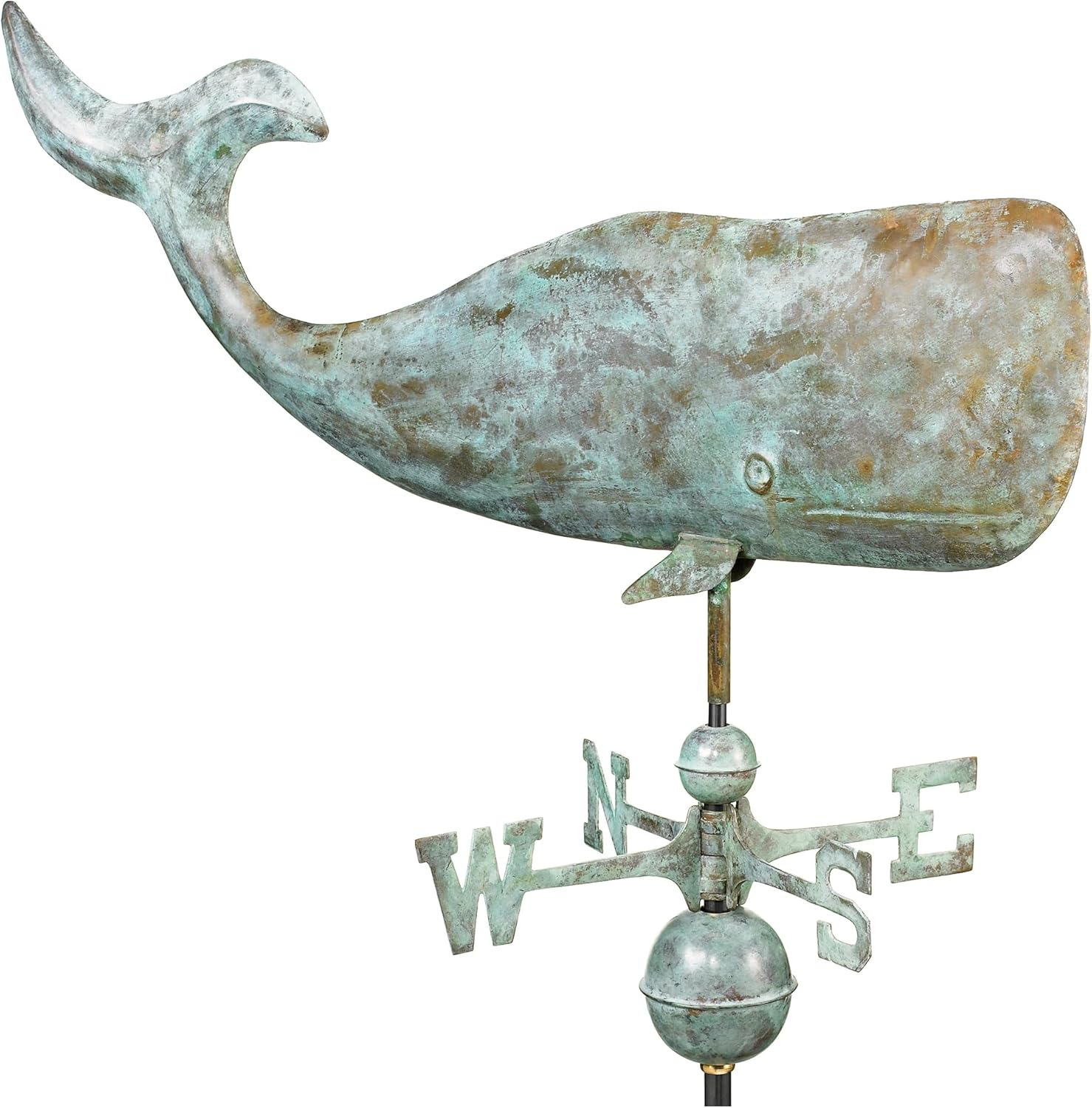 Good Directions 37" Whale Weathervane, Blue Verde Copper, Nautical, Patina image number 2