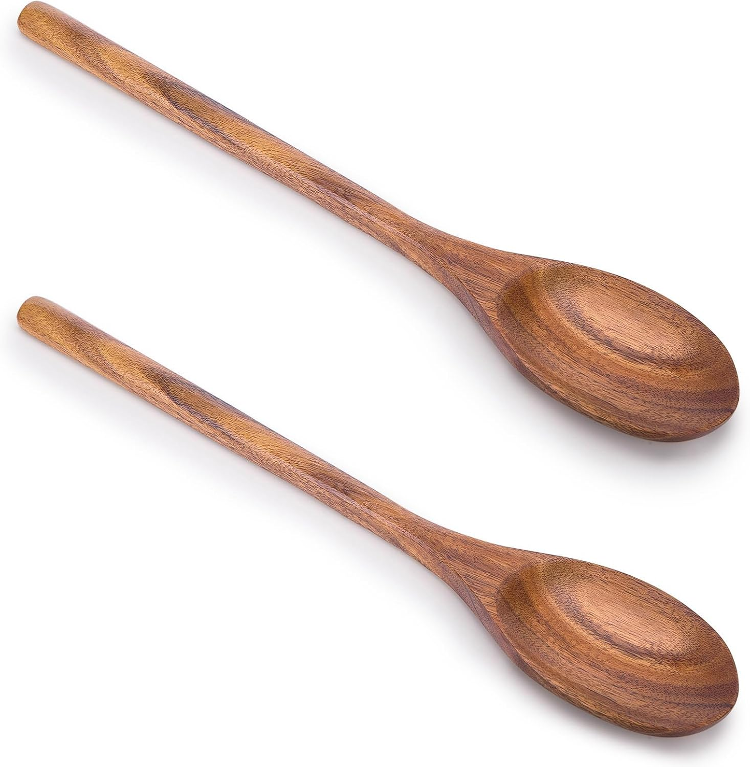 2PCS 9.25" Wooden Cooking Spoons, Natural Kitchen Utensils,Soup Spoon,Healthy and High Moist Resistance for Cooking, Serving Salad, Mixing,Stirring Soup,Handcrafted Cutlery Tool