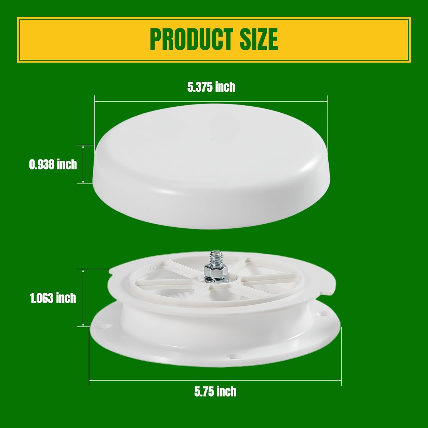 1 Pcs RV Roof Mushroom Vent Plumbing Vents with 1 Pcs Water Cover Guard Cap for Trailers Motor Homes Campers, White