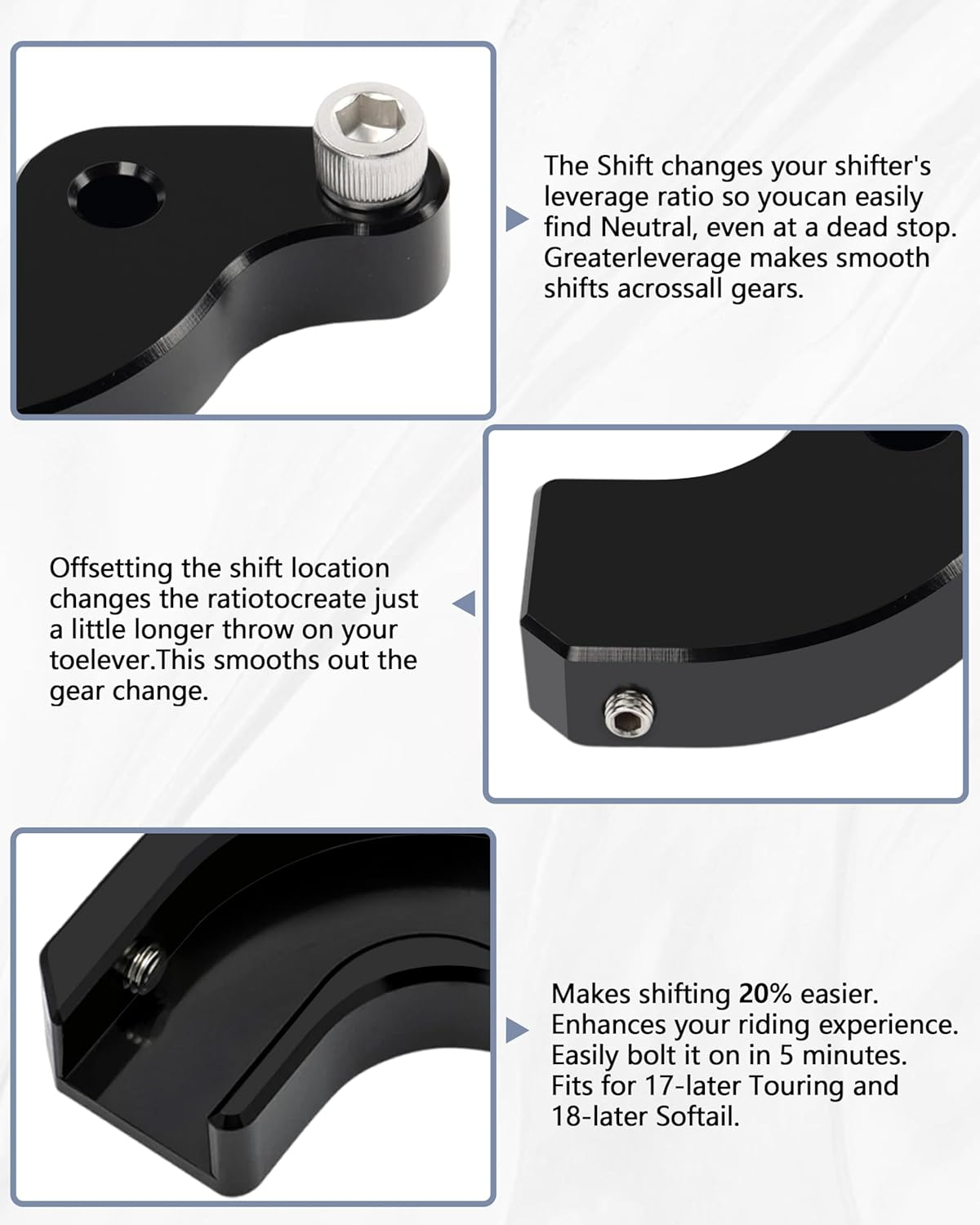 EZ Shift Neutral Gear Assist Bracket for Harley M8 2018-2025 Touring 2018-2025 Softail Breakout Motorcycle Black image number 1