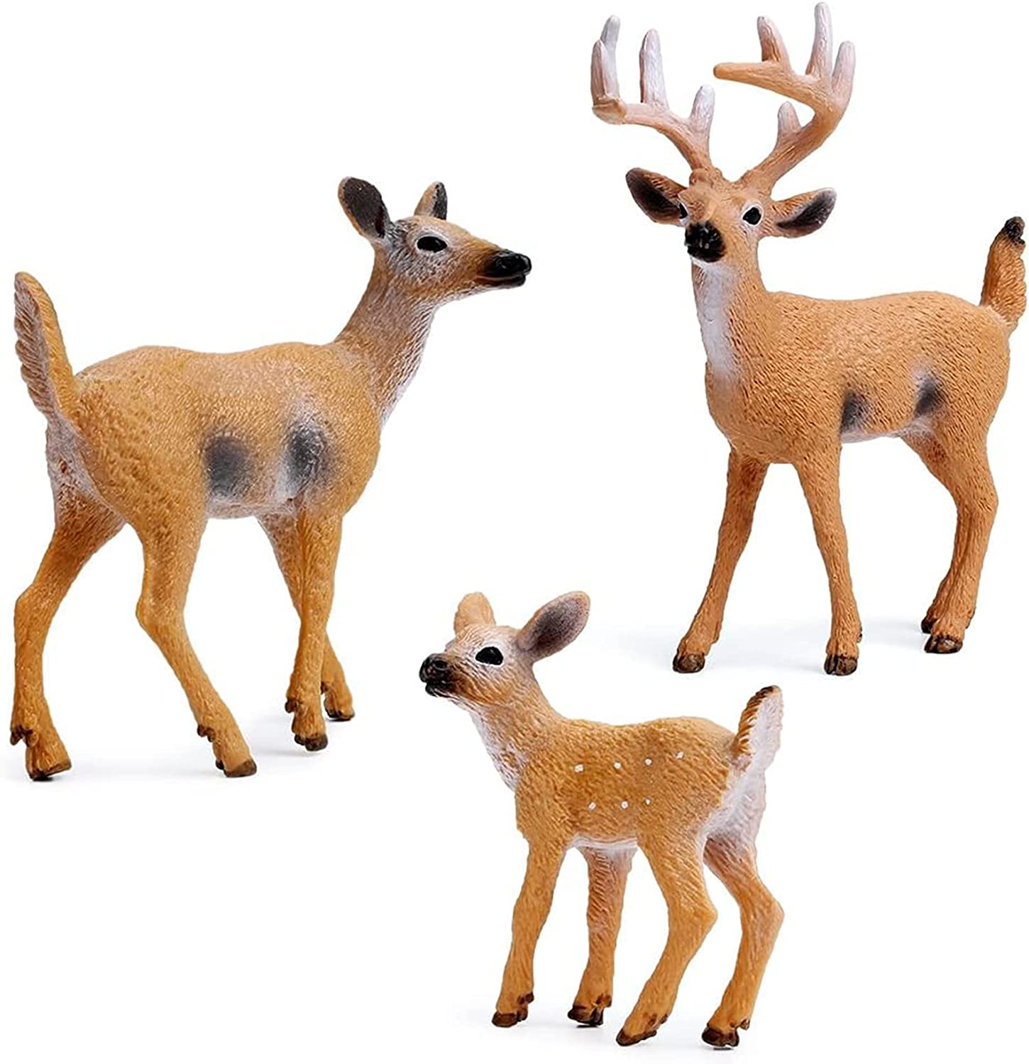 Deer Set Forest Animal Figures Woodland Creatures Figurines Miniature Toys for Boys and Girls Animal Cake Toppers image number 5