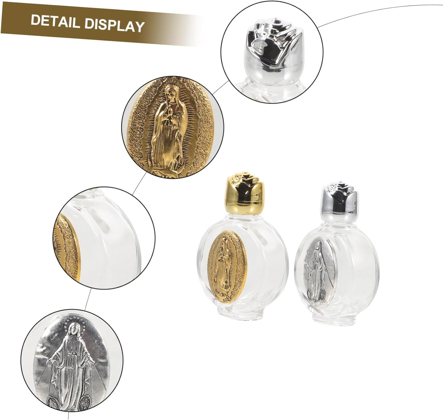 COHEALI 4Pcs Refillable Holy Water Bottle Small Glass Empty Container for Catholic Blessing Portable Use image number 3