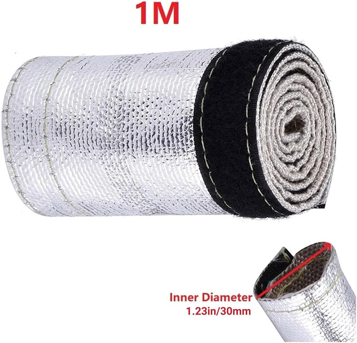 AIMALL 30Mm X 1M Buckle Type Aluminium Foil Fibreglass Heat Shield Sleeve High Temperature Resistant Fire Retardant Insulation Cover for Wire Hose Cable Protection image number 1