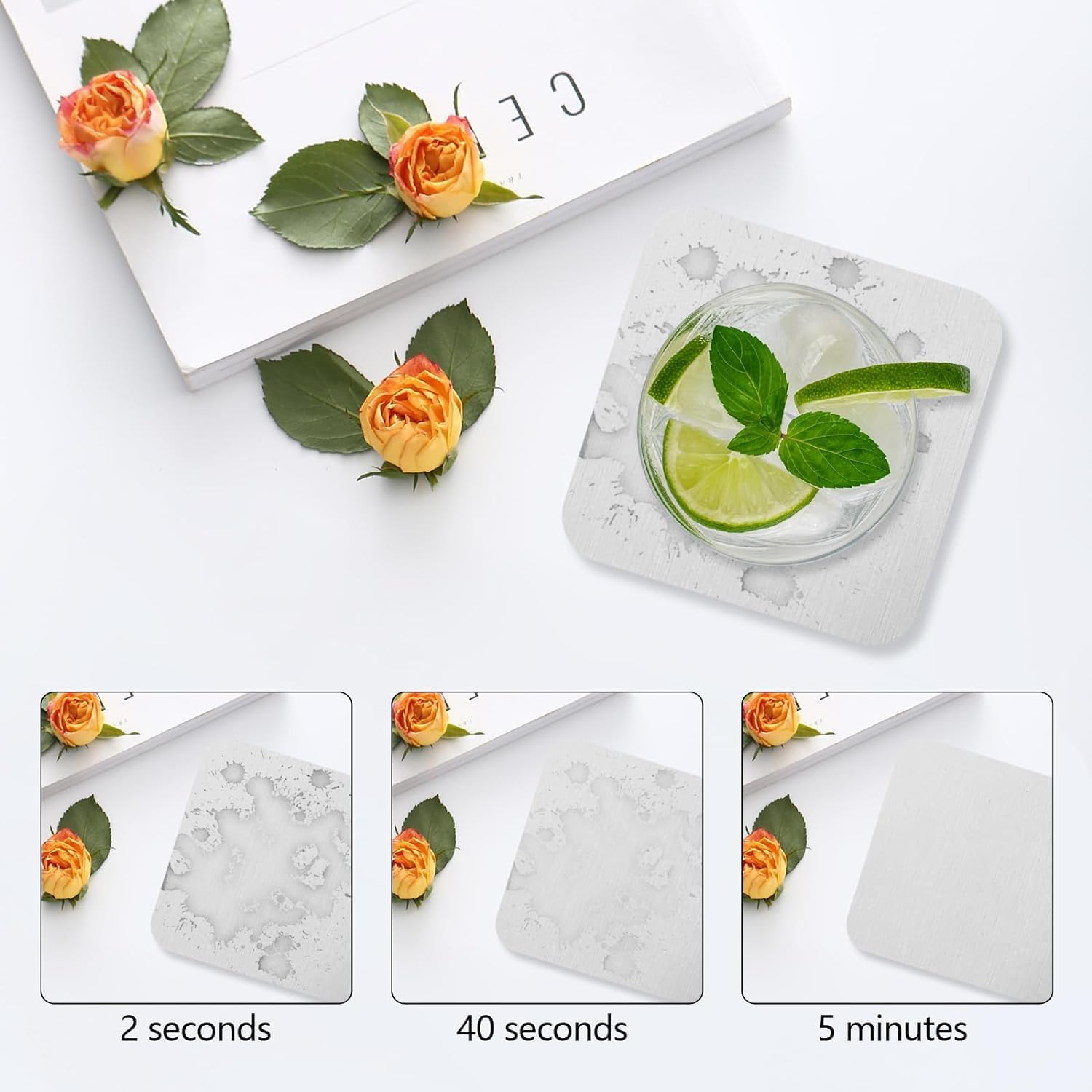 4Pcs Water Absorbent Diatomite Coasters, Kitchen Bathroom Sink Soap Holder Absorbent Stone Coasters Prevents Moisture Buildup, Dry Sink Organizer for Hand Soap & Cups Drinks Bottles, Plants image number 1