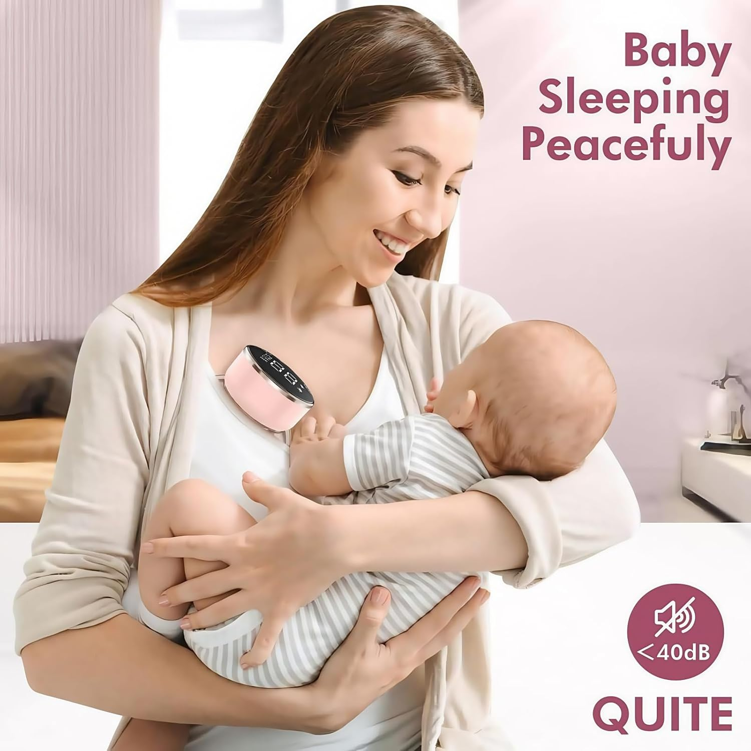 Wearable Electric Breast Pump, LED Display, Hands-Free, Portable Breastfeeding, Comfortable Flange 17Mm,19Mm,21Mm,24Mm Insert, 3 Mode and 9 Level Portable Electric Pump. Suitable for All Breasts.