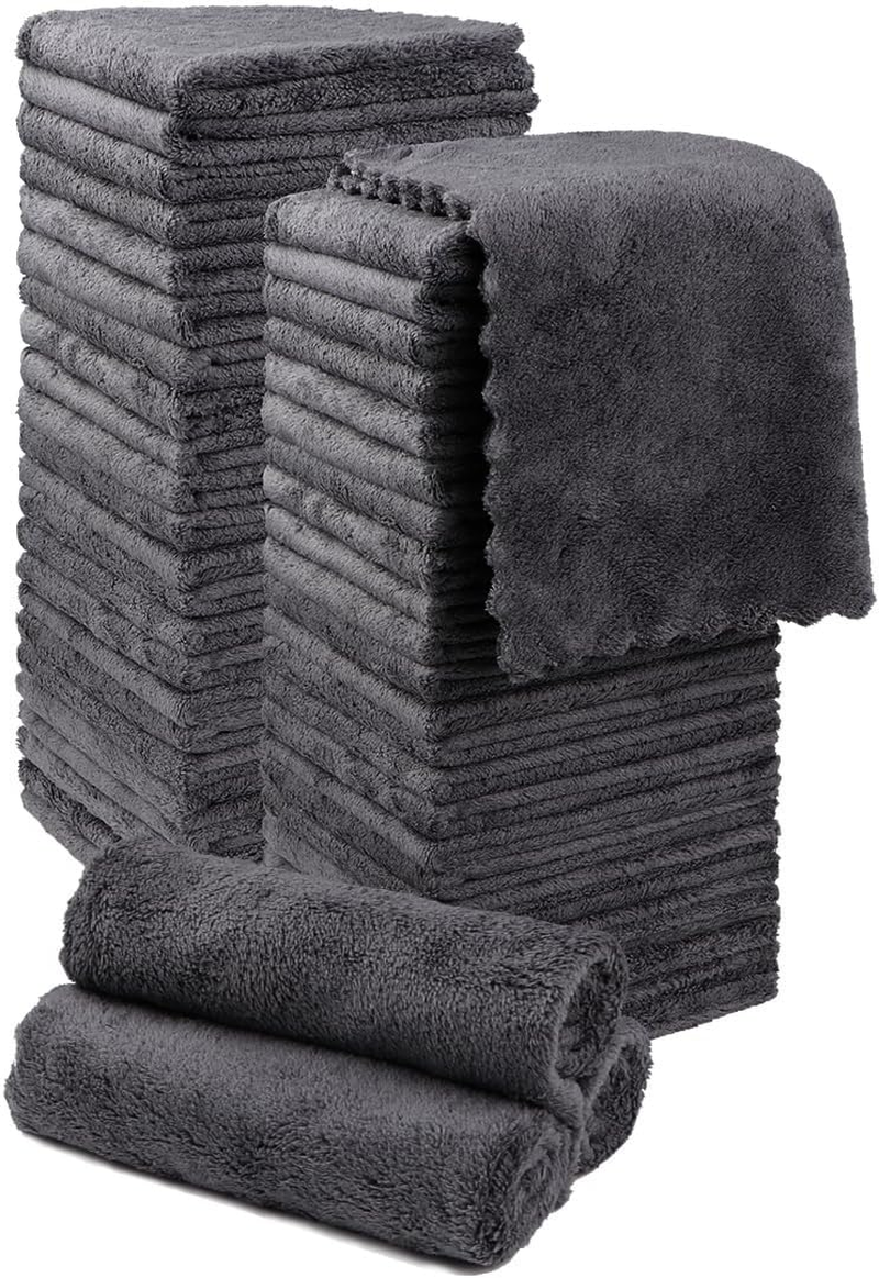 Orighty 6 Pack Premium Makeup Remover Wash Cloths - Super Soft, Quick Dry Microfiber Coral Fleece Face Makeup Towels for Cleansing, 13 X 13 Inch, Black