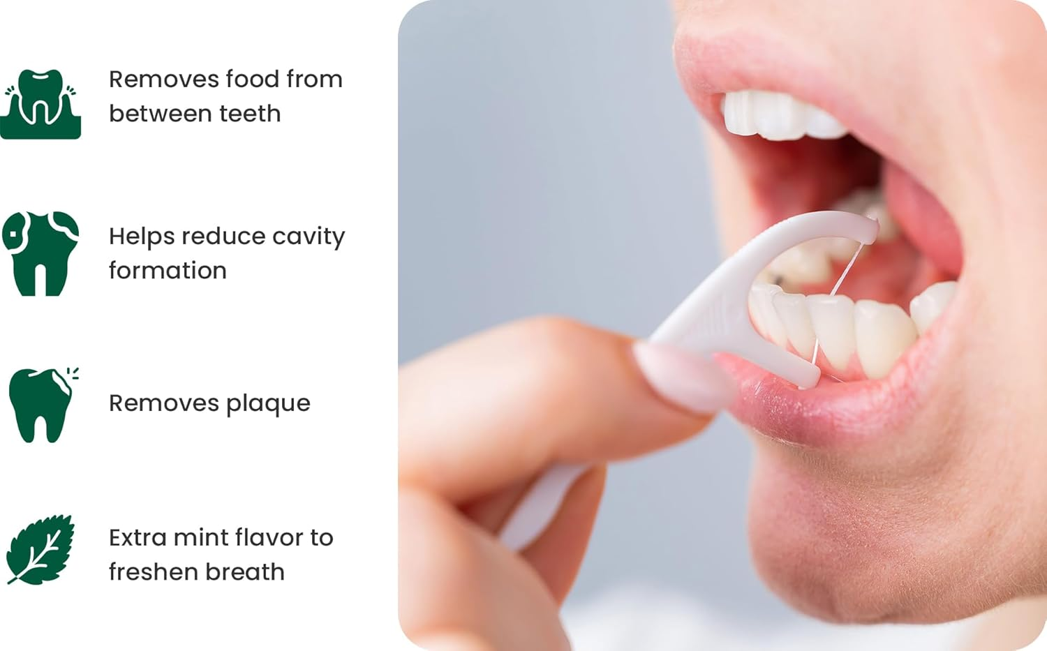 I-Smile Dental Floss Picks Individually Wrapped in Biodegradable Paper, Extra Mint Flavor, Promotes Gum Health, Shred Resistent image number 5