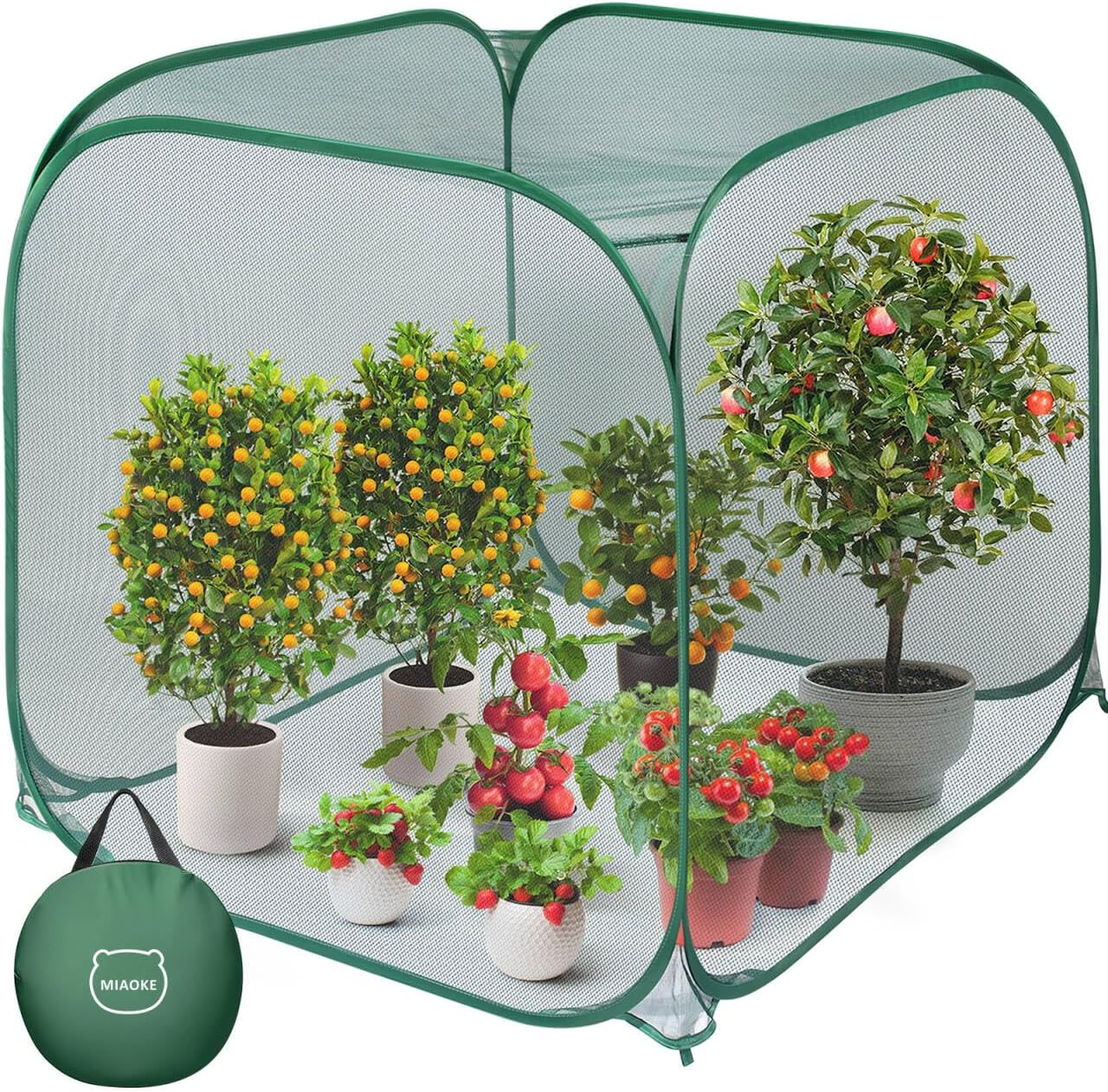 MIAOKE Pop up Mesh Plant Cover, 90&times;90X97 Cm No Build Garden Netting Protection against Insects, Raised Bed Cover for Barrier against Insects for Vegetable Plant Fruit Animals