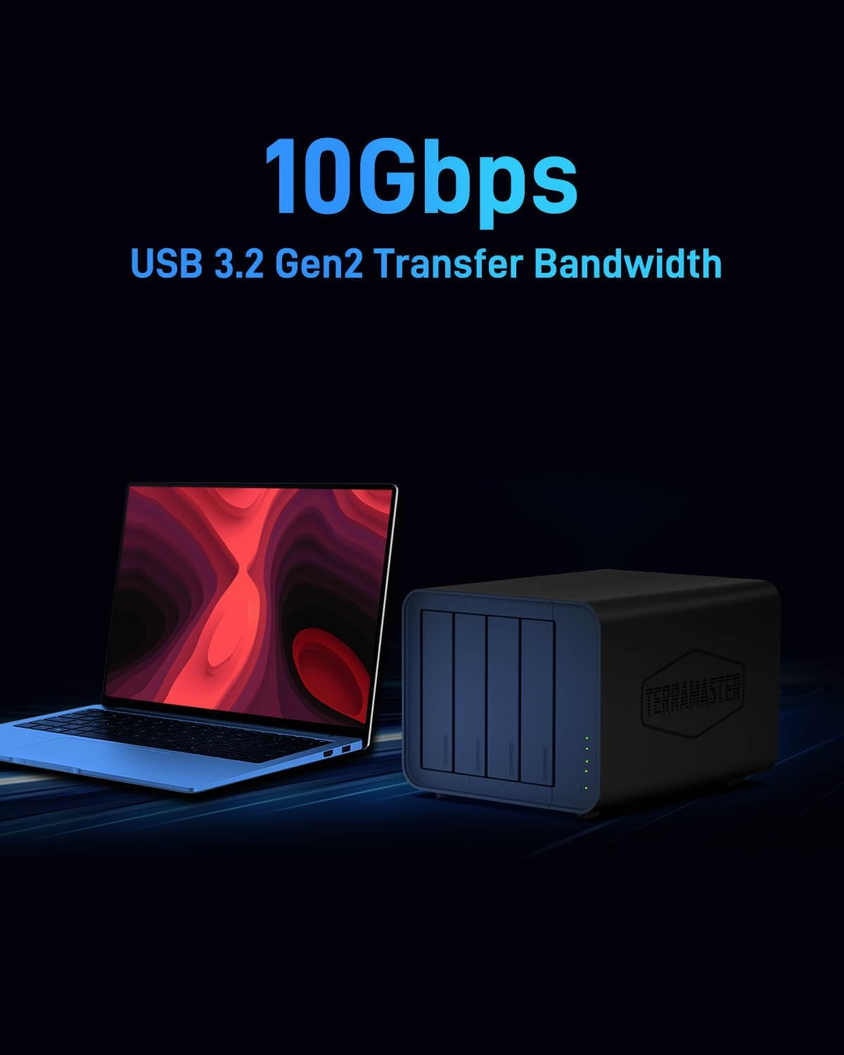 TERRAMASTER D8 Hybrid HDD Nvme Enclosure USB 3.2 Gen 2 10Gbps Type C 8Bay USB Storage Supports RAID 0/1/Single/Jbod Exclusive 2+6 RAID Hybrid Disk Array (Diskless) image number 2
