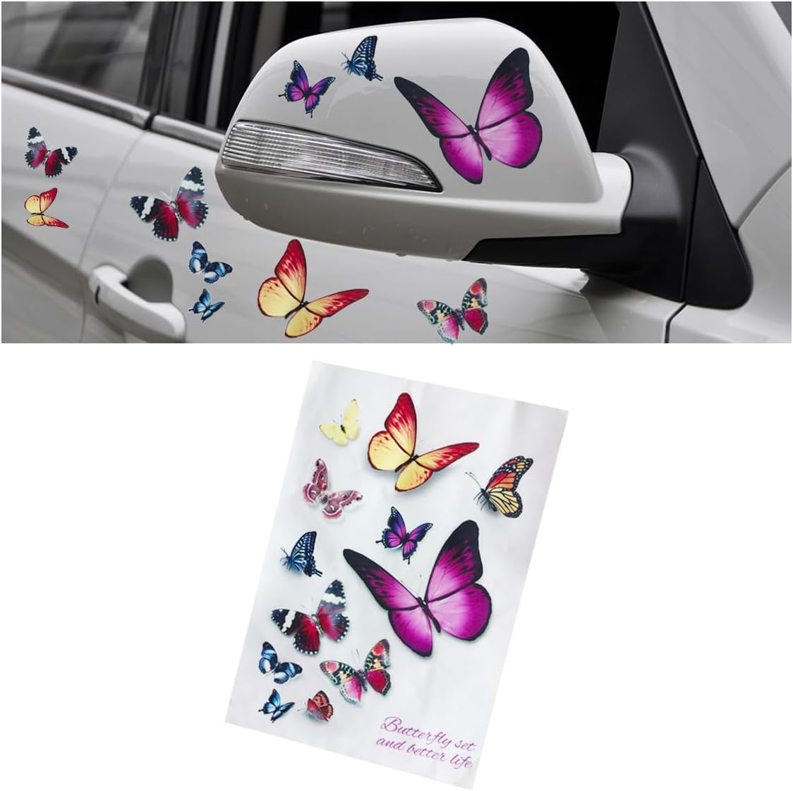 Butterfly Vinyl Car Sticker Decals, Waterproof Car Bumper Stickers, Butterflies Cars Decals Insect Scratch Cover for Automotive, Motorcycle, Helmet, Home Decor, Wall, Window (Type A)