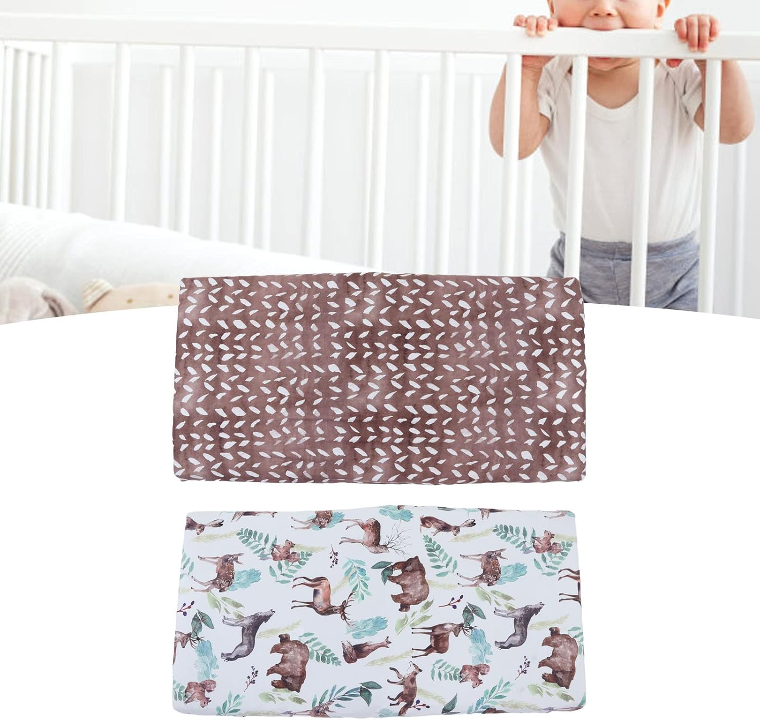 Cot Sheets Comfortable Stretch Crib Mattress Cover Easy to Clean 2 Pieces Soft Rectangle image number 5