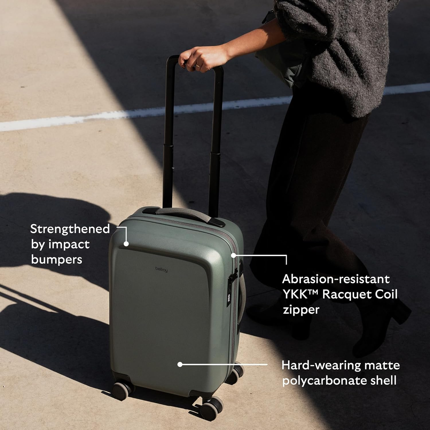 Bellroy Transit Carry-On plus (46L Carry-On Luggage, with Hard Shell and Removable Packing Cells) - Chalk - Black image number 5