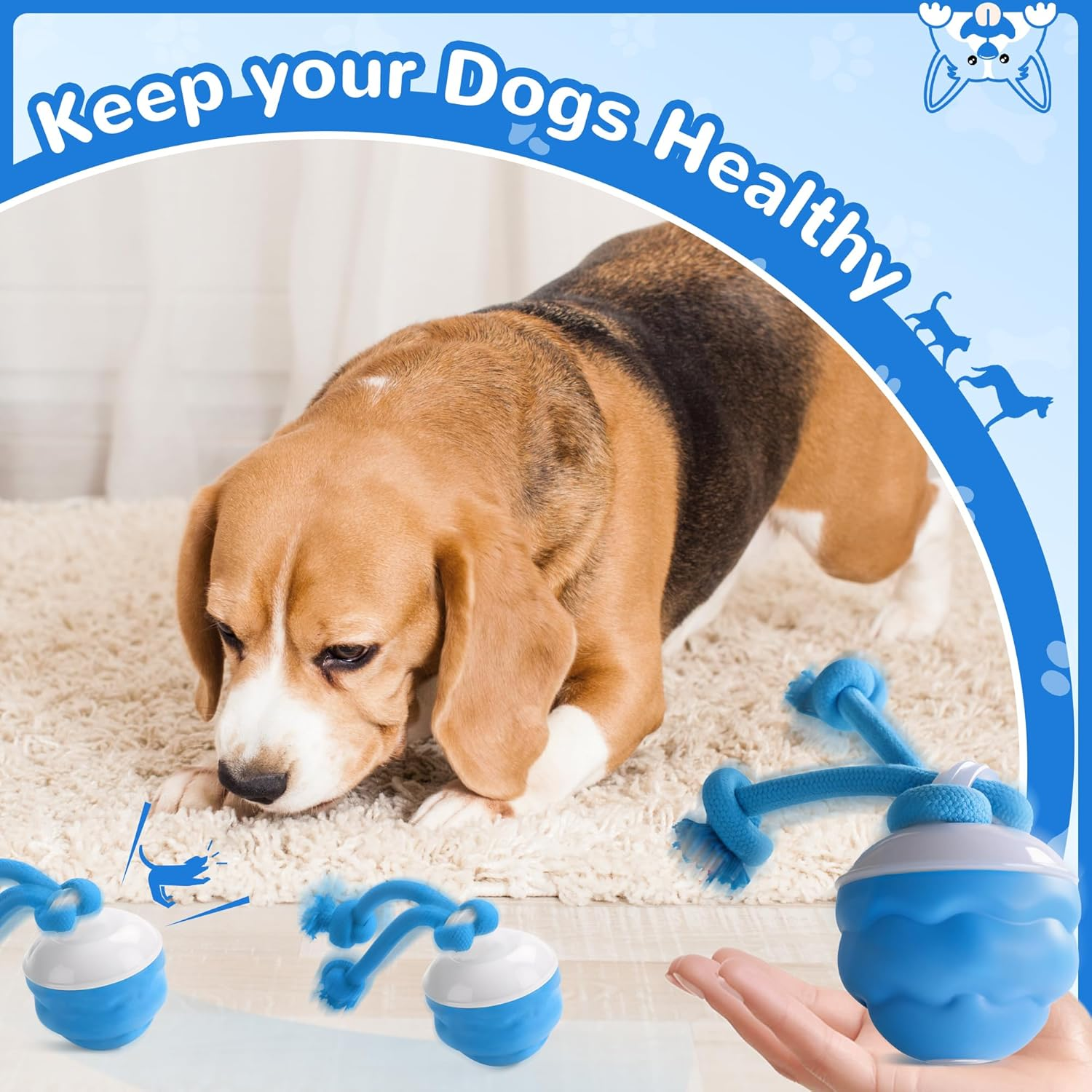 JORAGO Interactive Dog Toys - Automatic Moving Dog Ball Chew Toy, Squeaky Rolling Ball Pet Toys for Small/Medium/Large Dogs for Indoor/Outdoor Boredom Enrichment, USB Rechargeable Puppy Daily Training image number 2