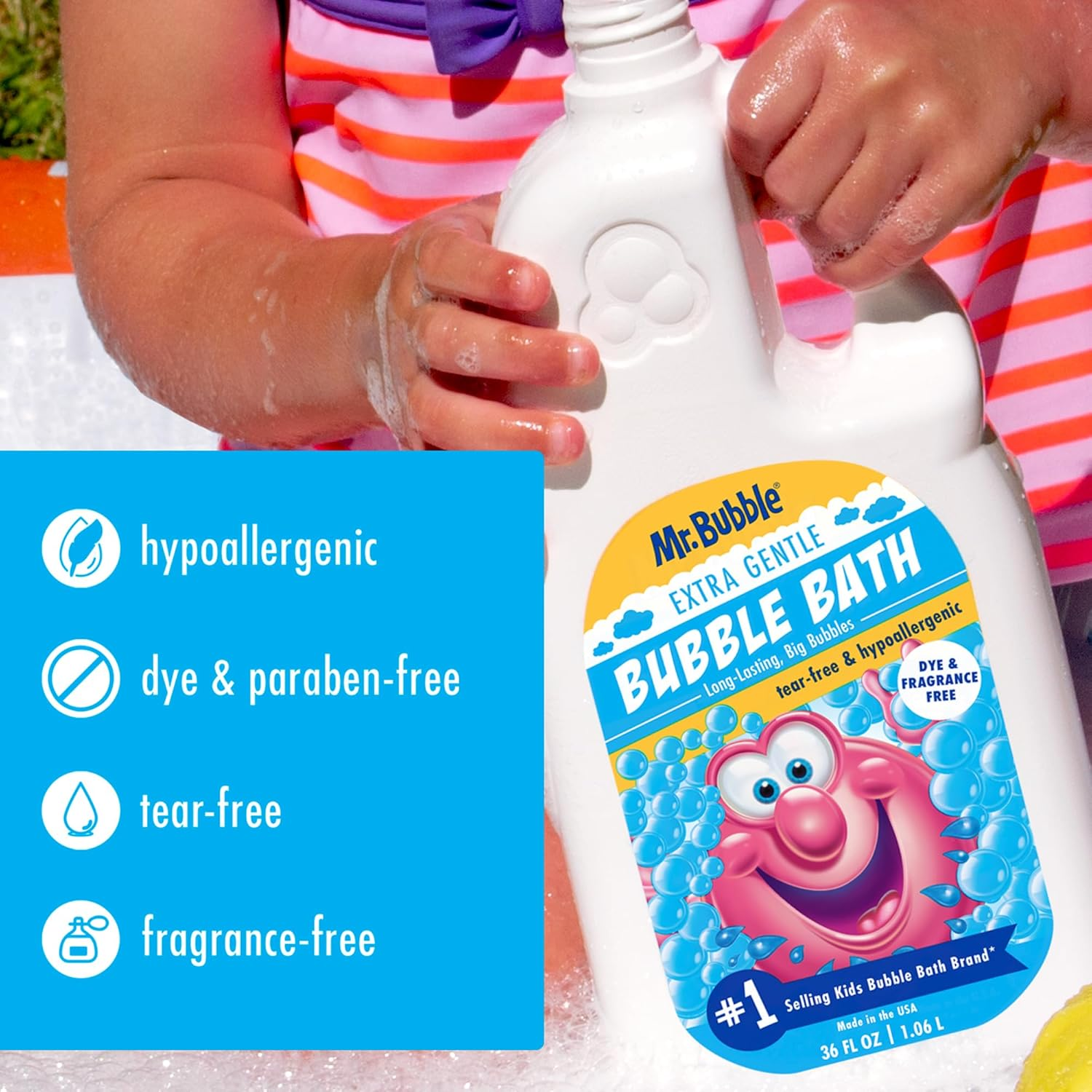 Mr. Bubble Extra Gentle Bubble Bath - Hypoallergenic, Tear Free Bubble Bath Solution Perfect for Sensitive Skin (Pack of 2 Bottles, 36 Fl Oz Each) image number 5