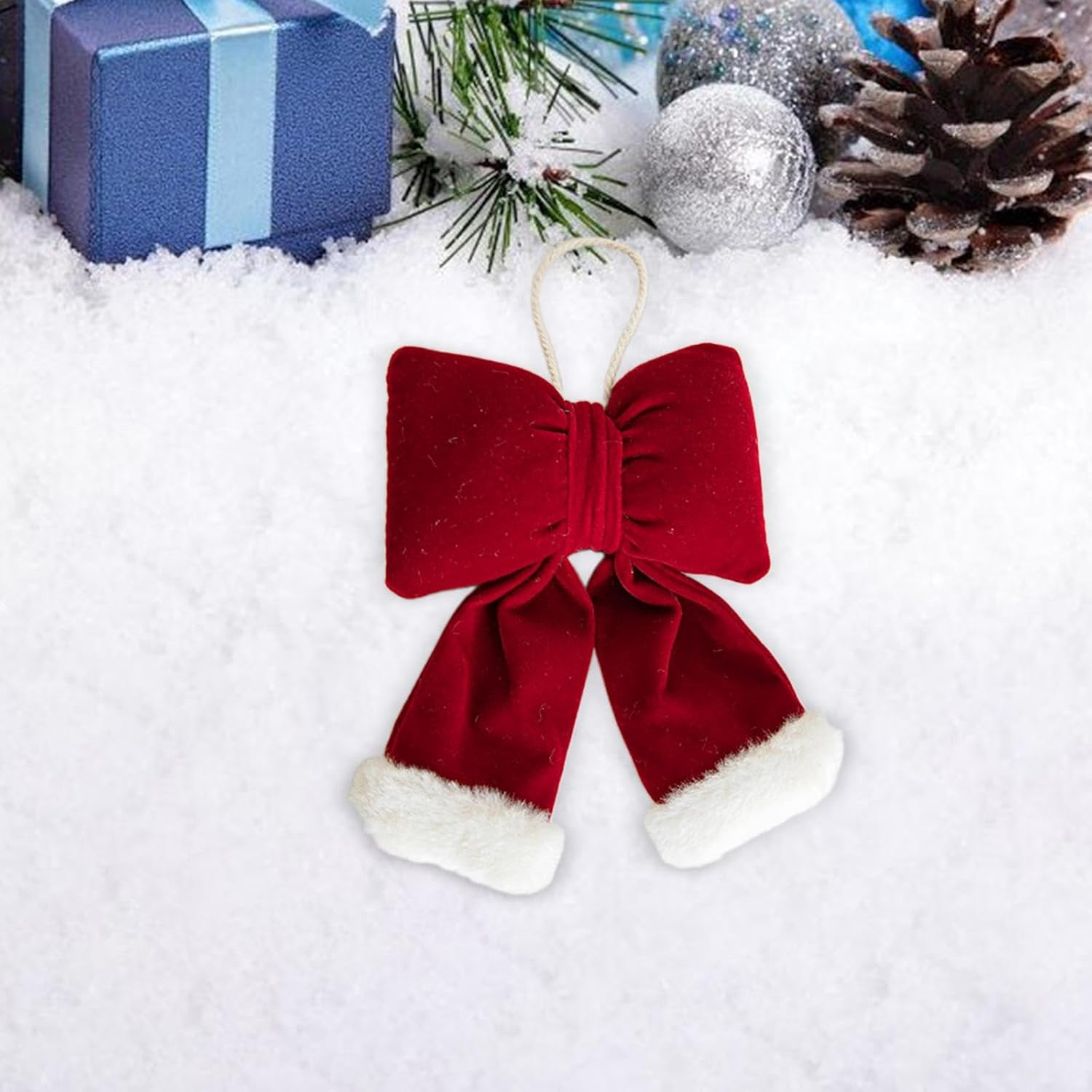 Christmas Bow Hanging Decoration Red Home Decor Celebration Ornament Hanging Pendant for Home Bedroom Window Housewarming, S image number 1