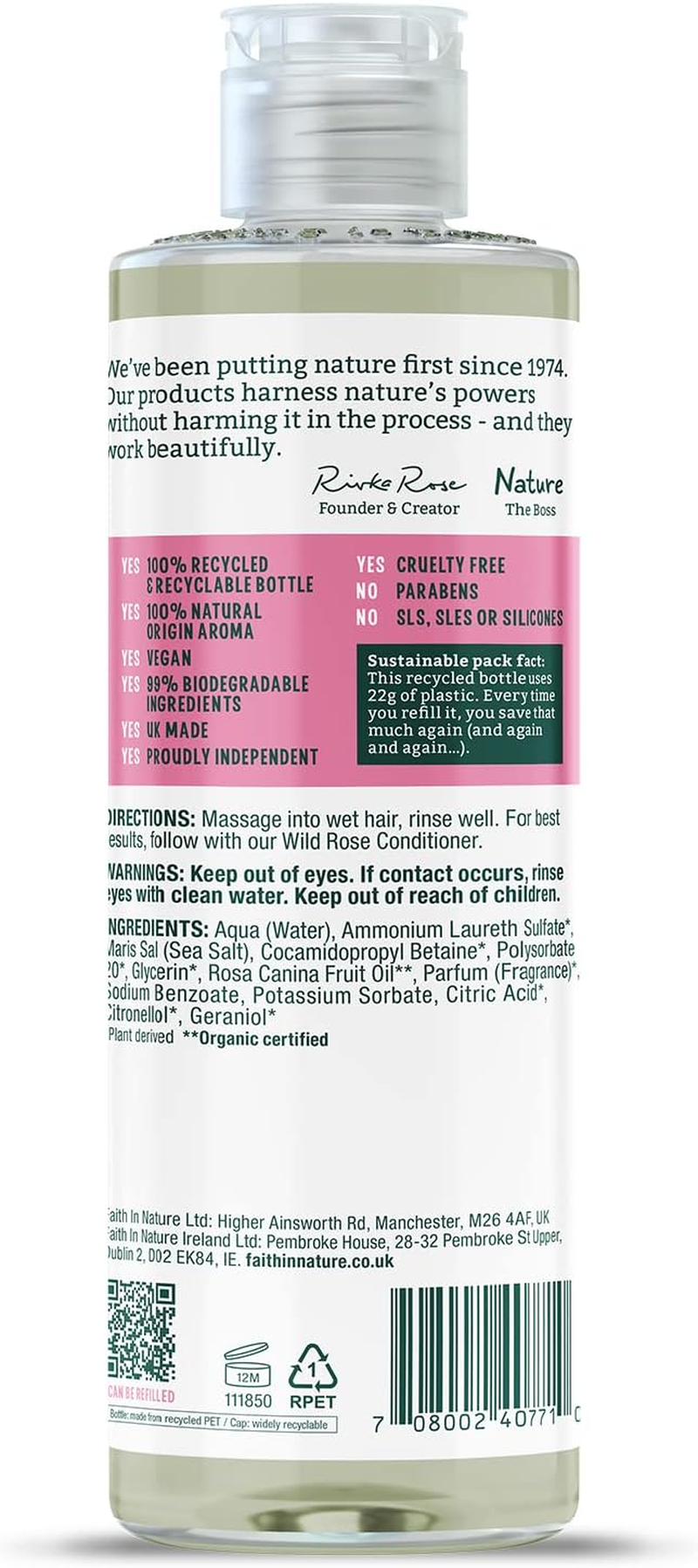 Faith in Nature Vegan Wild Rose Shampoo 400Ml