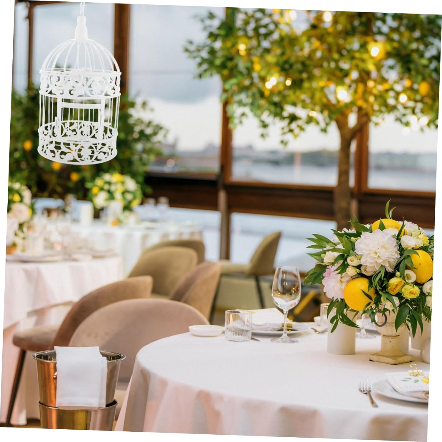 QUMIIRITY Rustic Bird Cage Decorative Centerpiece for Weddings Photography Props Home Decor Elegant Style Iron Birdcage Small Height image number 4