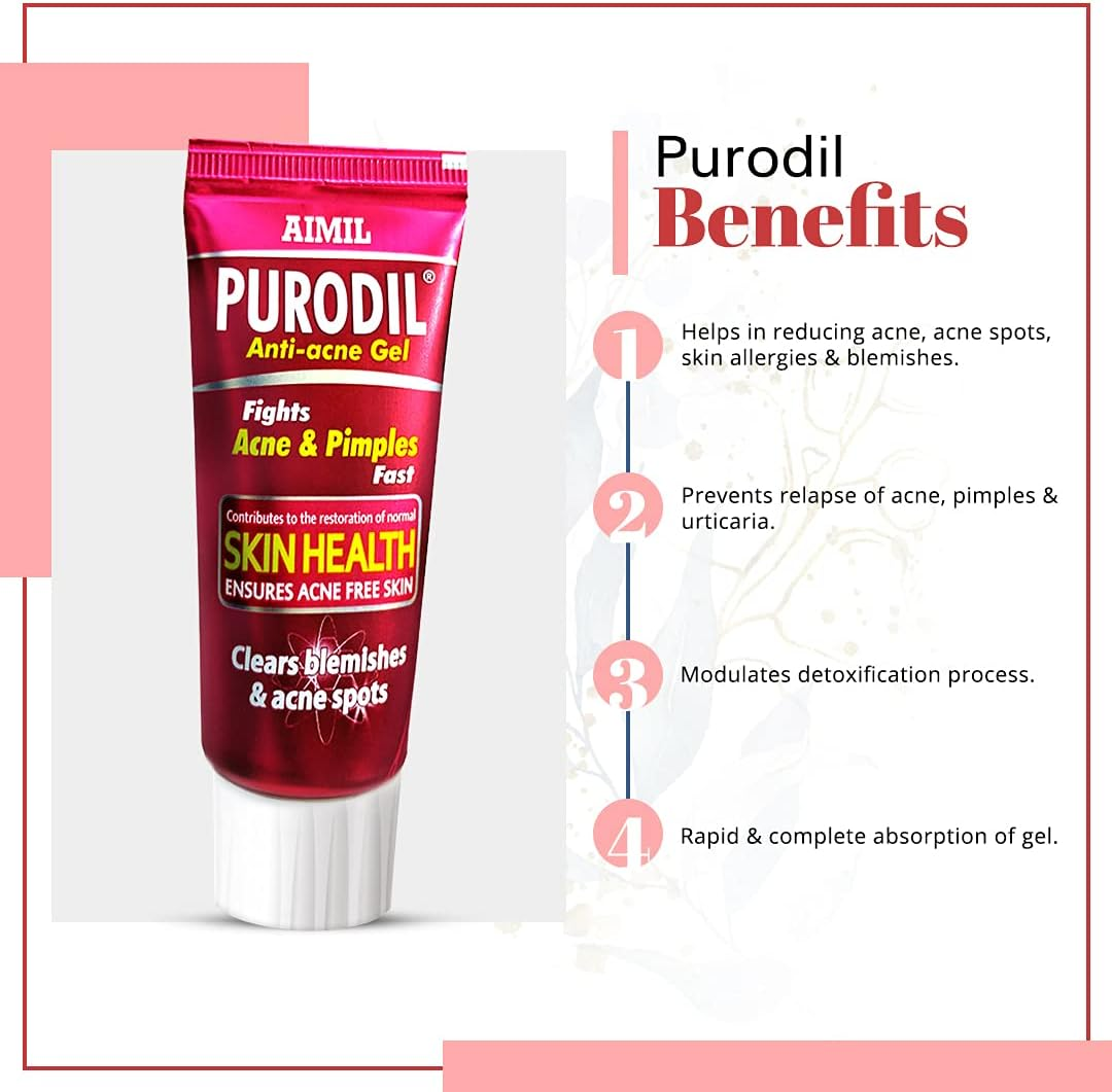 AIMIL Purodil Organic anti Acne Cream Gel & Pimple Face Gel with Neem, Tulsi & Aloe Vera | 20 GM (Pack of 3) image number 1