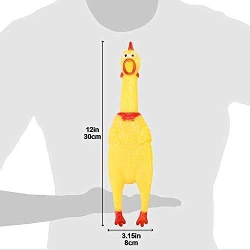 Screaming Chicken Dog Toys,Yellow Squaking Chicken Toy Durable for Dogs,Rubber Chickens 3 Pack (Yellow, 31CM) image number 3