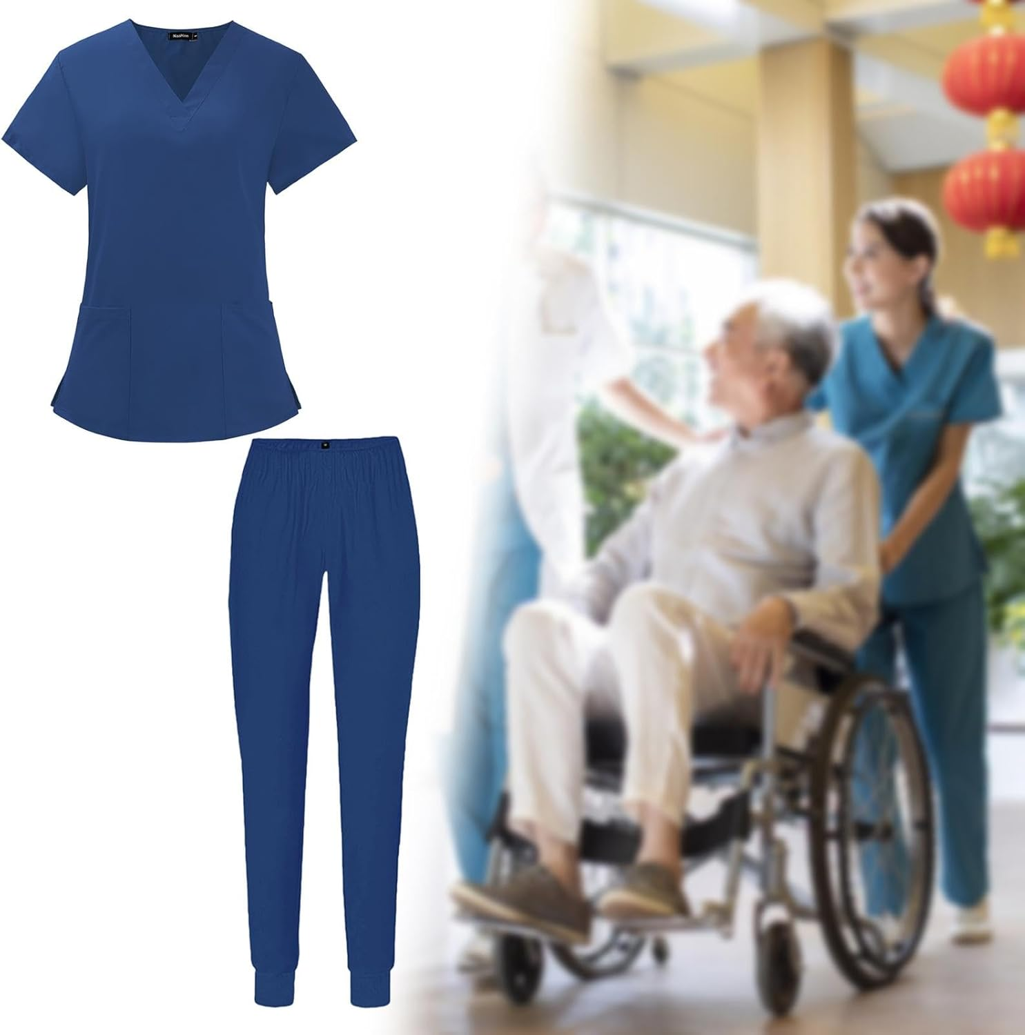 Nurse Work Uniforms Workwear Women'S Scrub Set Machine Wash Soft Fabric Durable V Neck Scrub Top and Pants for Beauty Center