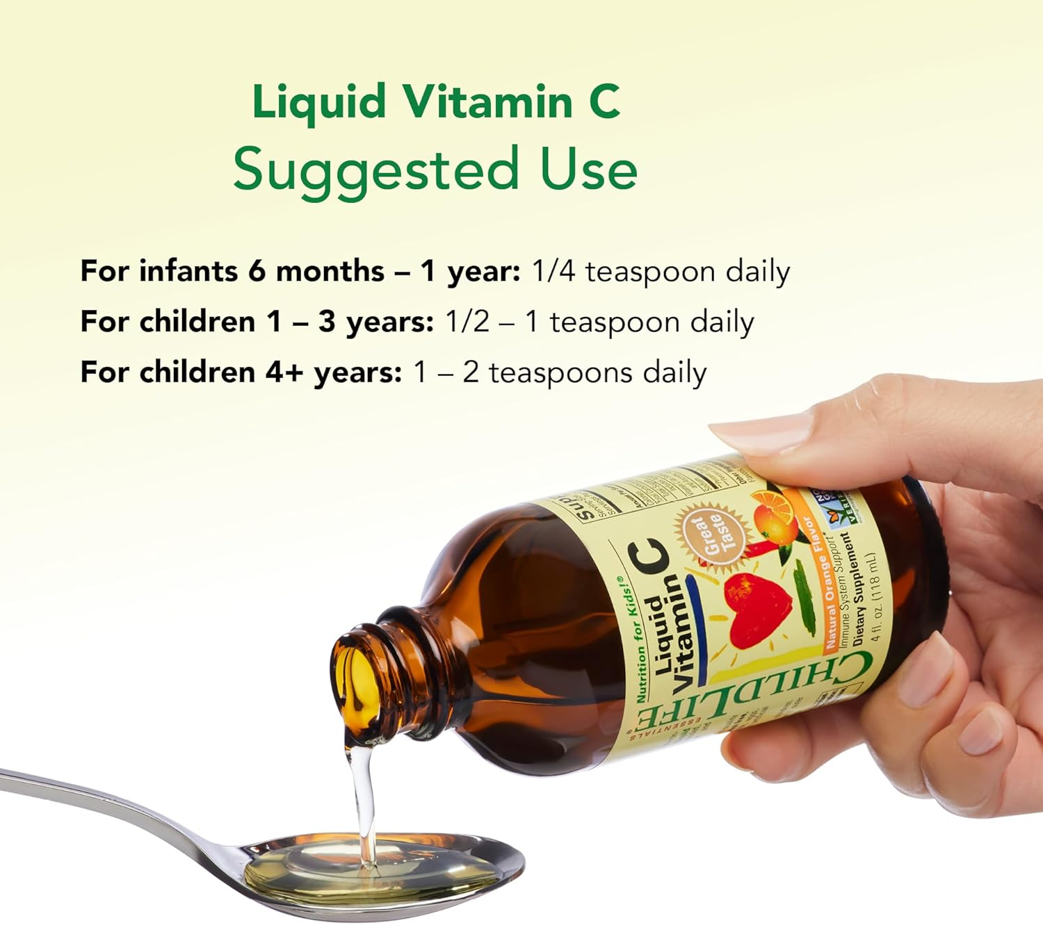 Childlife Child Life Liquid Vitamin C, Orange Flavor, Glass Bottle, 4-Ounce image number 3