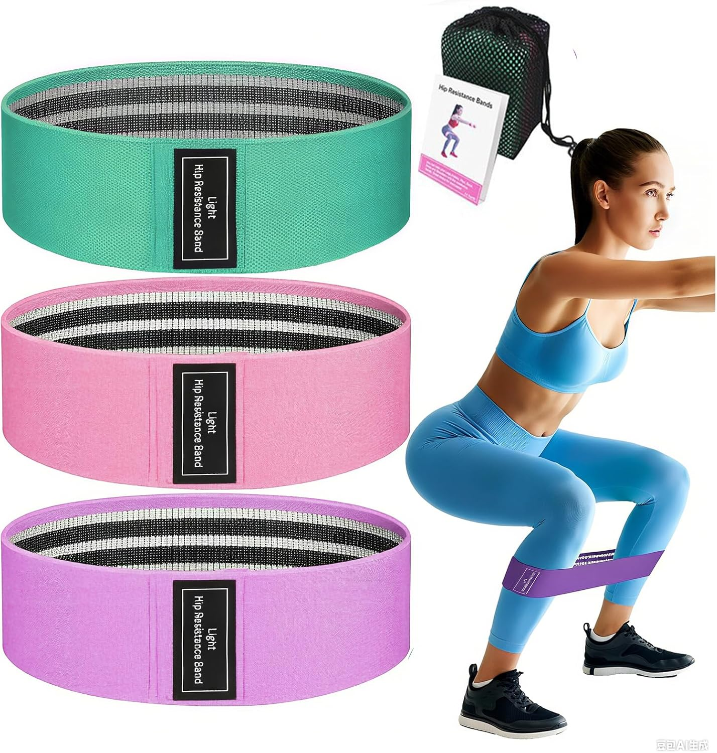 Resistance Bands Set of 3 - Premium Fabric Exercise Bands for Legs, Glutes & Hip Training, Non-Slip Workout Loops for Squats, Booty Building & Fitness, Ideal for Women & Men