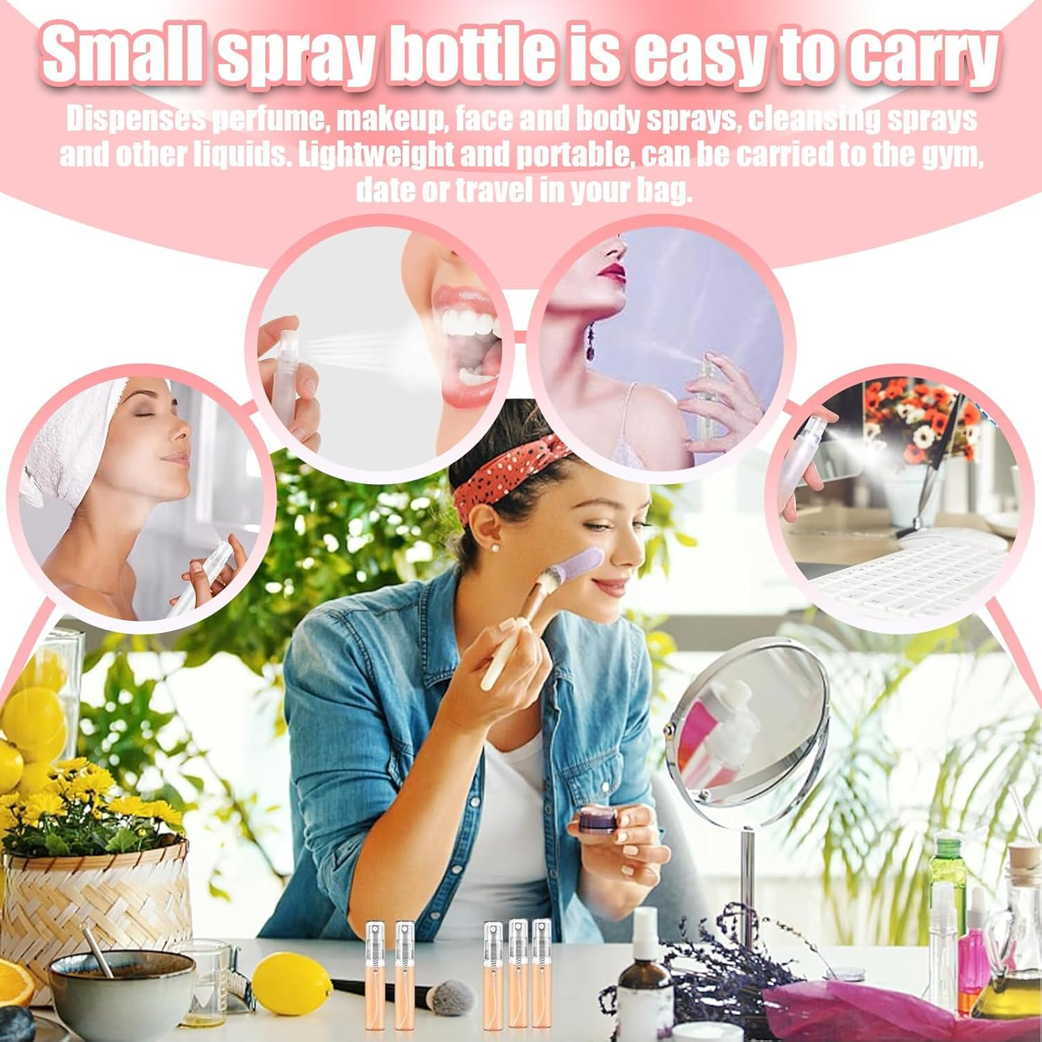 Mini Spray Bottle, 6 Pcs Mini Clear Perfume Bottle, 5Ml Refillable Fine Mist Spray Bottles for Liquid, Perfume, Makeup Tool, Travel image number 6