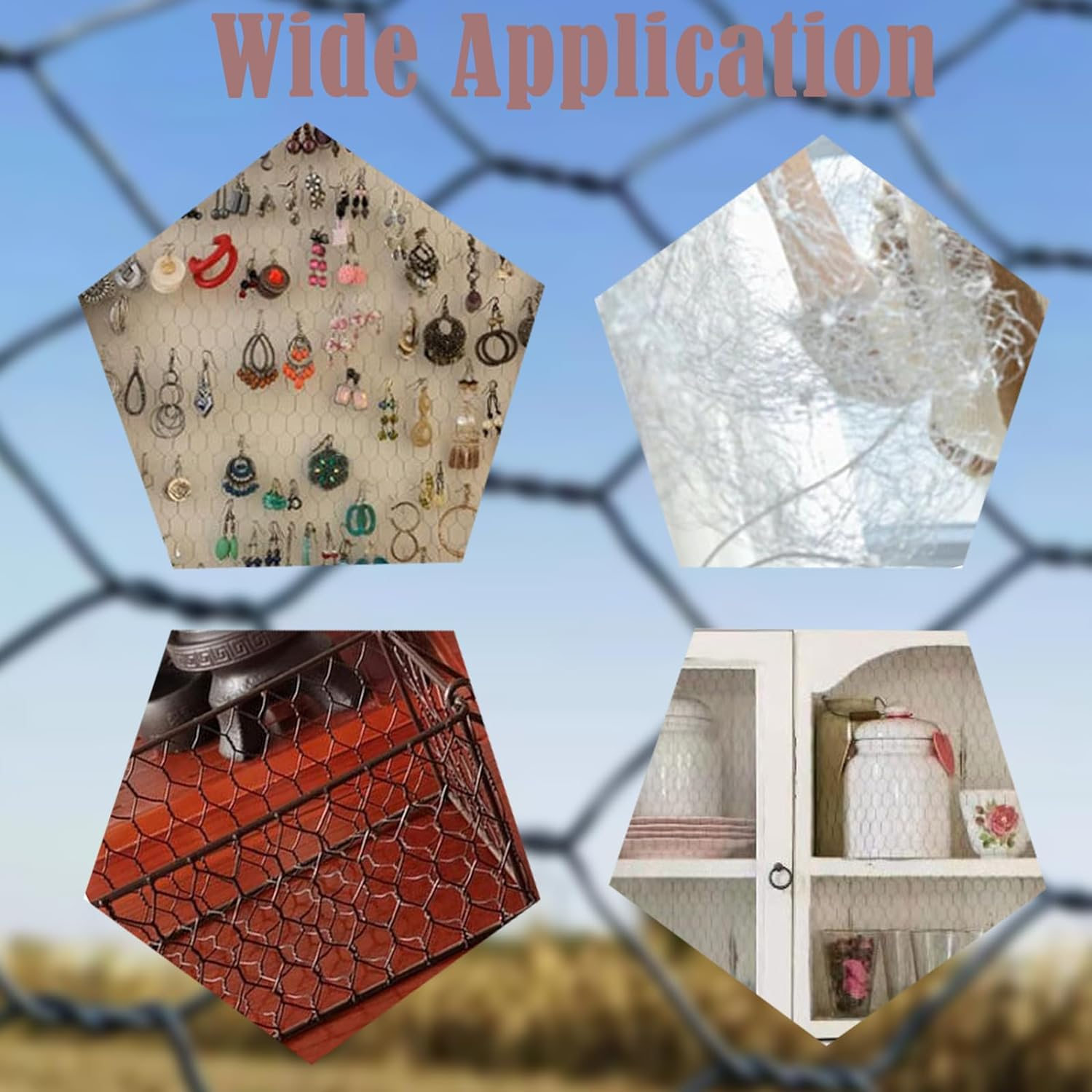 104Pcs 236"X13.78" Chicken Netting Wire Mesh with Pliers, Gloves, Wire Ties, Galvanized Chicken Wire Net Chicken Barbed Wire Garden Fence Barrier Chicken Wire Fencing Poultry Wire Net image number 2