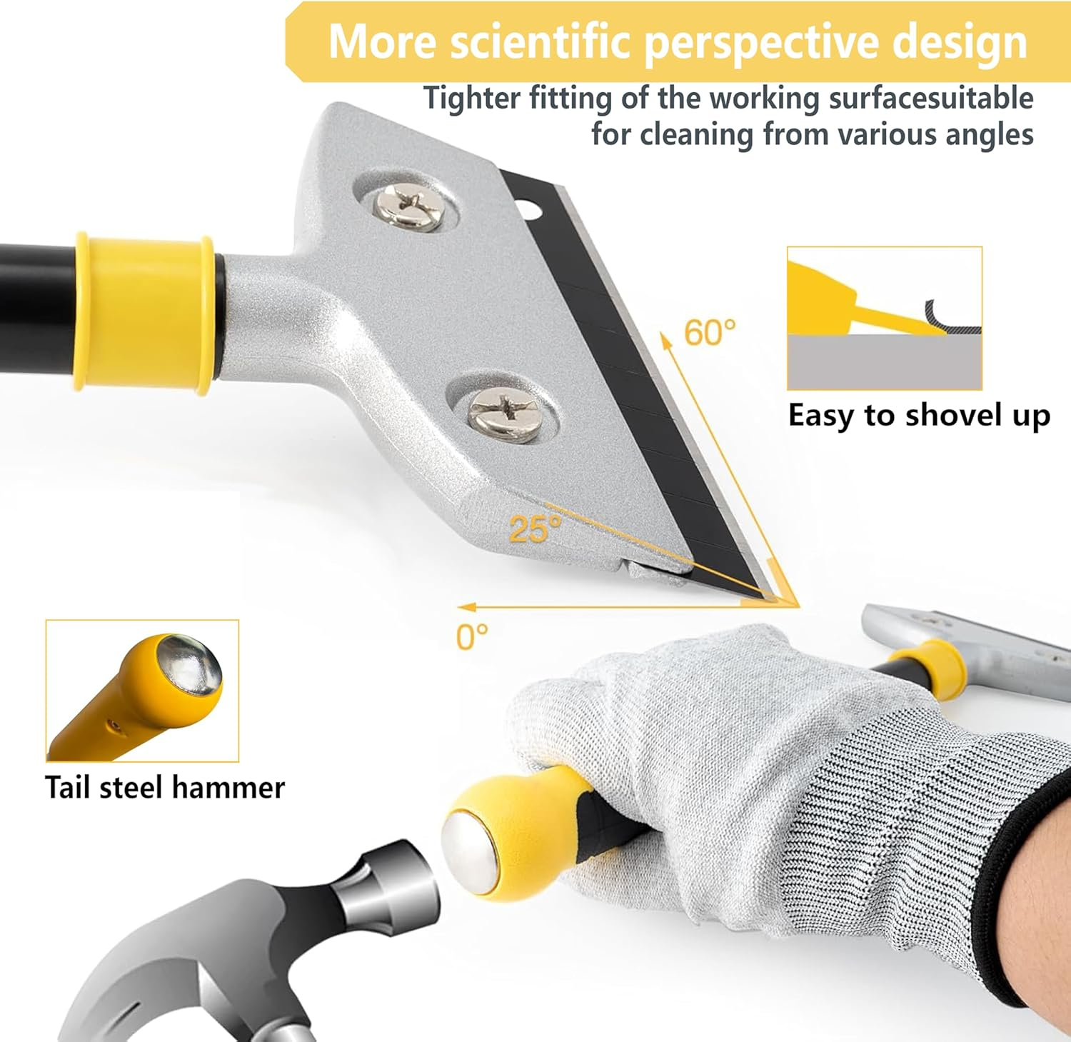 Heavy Duty Razor Blade Scraper with 30Cm Long Handle- Cleaning Scraper Tool - 10 Replacement Blades - Remove Paint, Stickers, Adhesives, Cement from Floors&Walls - Multi-Functional Scraping Cutter image number 1