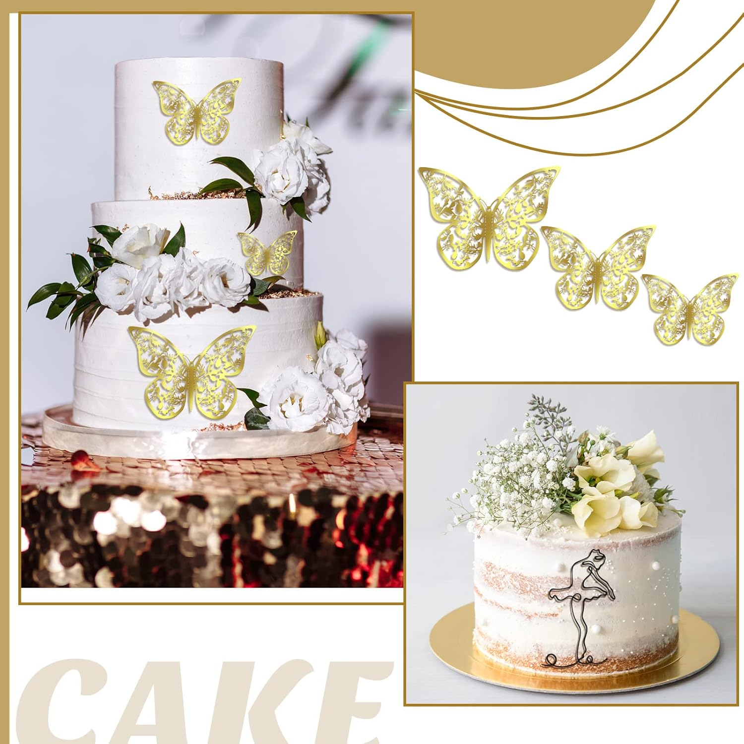 Kigley 22 Pcs Minimalist Art Lady Face Cake Topper Butterflies Cake Decoration Acrylic Wedding Birthday Boho Cake Toppers for Women Bridal Shower Party Supplies (Black) image number 1