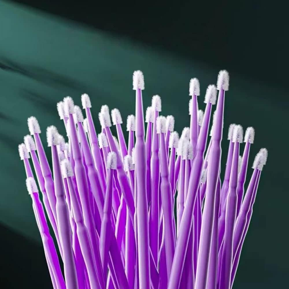 400Pcs Eyelash Micro Brush Lash Primer Applicator, for Eyelash Extension, Makeup, Reusable Micro Applicator Brush Micro Eyelash Swabs (Purple)