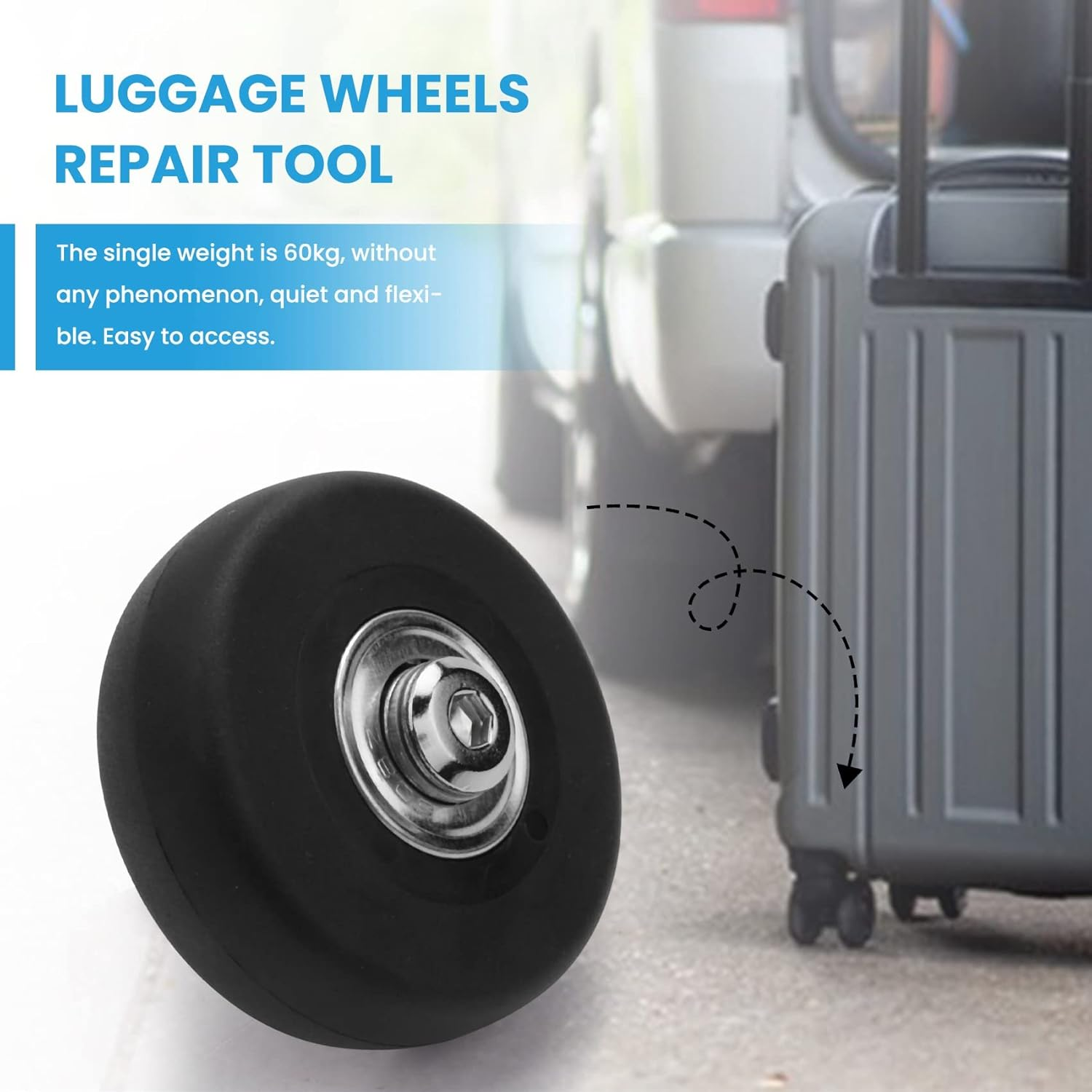 SVRITE OD 50Mm 4 Sets of Luggage Suitcase Replacement Wheels Axles Deluxe Repair Tool