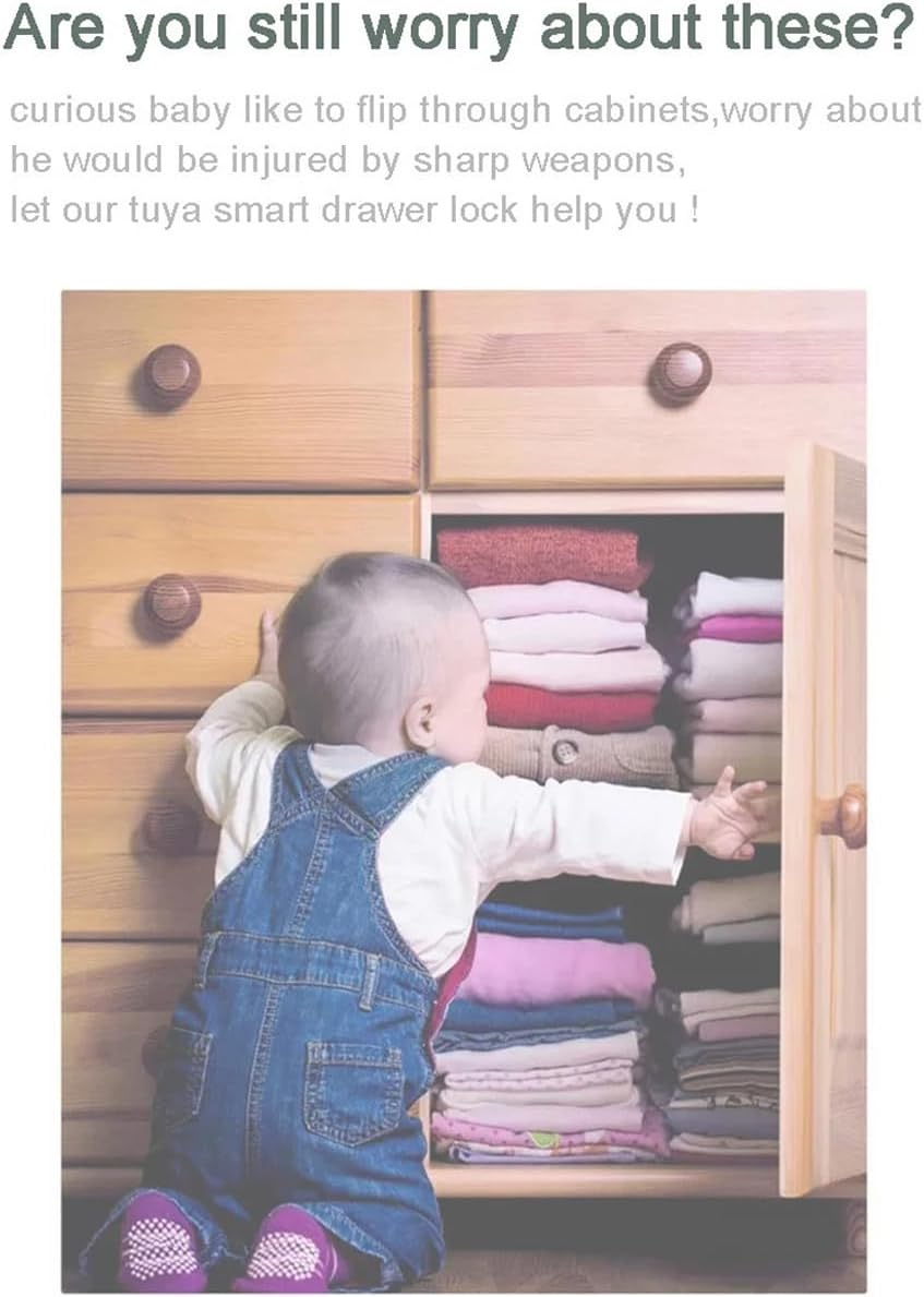 Mengshen Smart RFID Cabinet Lock Hidden Safety Keyless Drawer Lock Mobile App Unlock No Drilling NFC Card Key Baby Proofing Child Safety Cabinet Locks image number 4