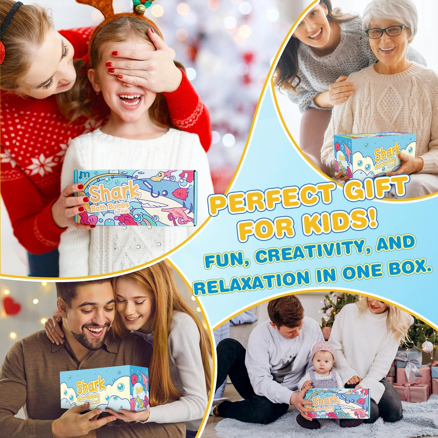 Shark Bath Bombs for Kids with Surprise Fishing Toy Set, 8 Fun Exploding Bath Balls & 9 Fishing Toys, Natural Handmade Organic Bubble Bath Fizzies, Ideal Birthday Holiday Boys Girls image number 1