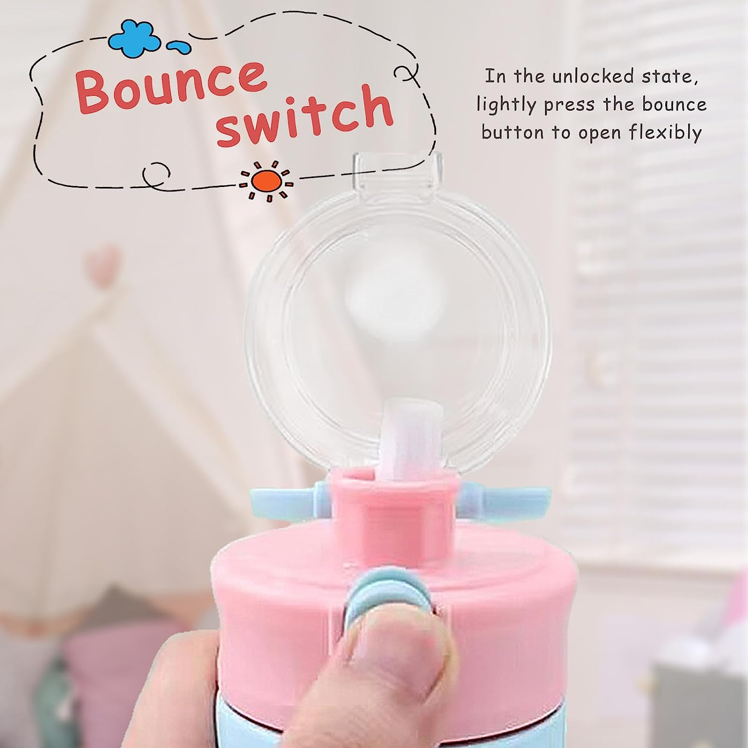 500Ml Kids Water Bottle with One-Click-Open Straw Lid 17Oz, Vacuum Insulated 304 Stainless Steel Water Bottles for School, Leakproof Toddler Water Bottle, BPA Free Sweat & Leak-Proof image number 4