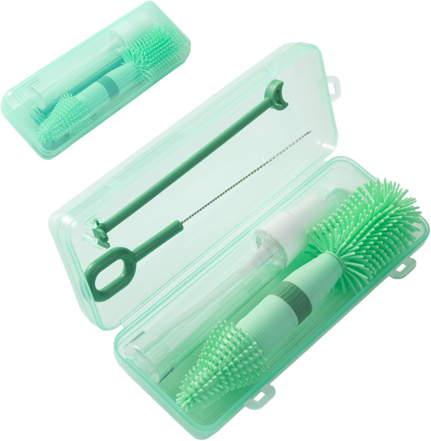 Chemimoso Silicone Baby Bottle Brush for Newborn Anti-Colic Baby Bottles, Portable Travel Bottle Cleaner, Suit for Baby Bottles Less than 8 OZ, Blue