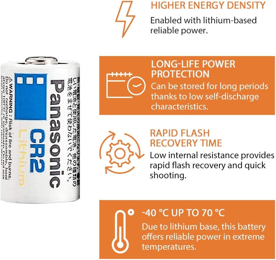 Panasonic CR2 Photo Lithium 3V Camera Battery, 1-Pack (CR-2W/1BE) image number 2