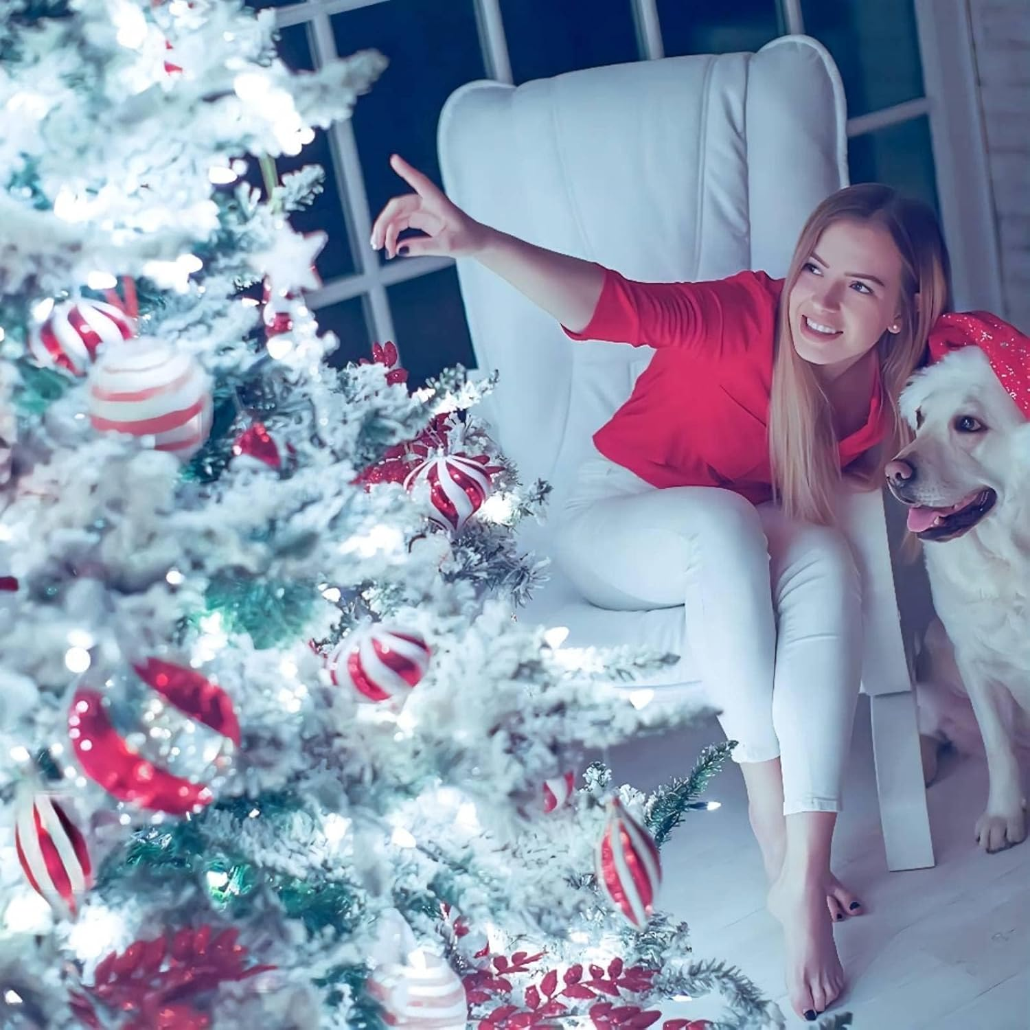 Kvadouly Christmas Lights, 33 Ft 80 LED Snowflake String Lights &ndash; Battery Operated Waterproof Fairy Lights for Indoor Outdoor Christmas Decorations, Bedroom Patio Garden Party Decor, Cool White image number 1