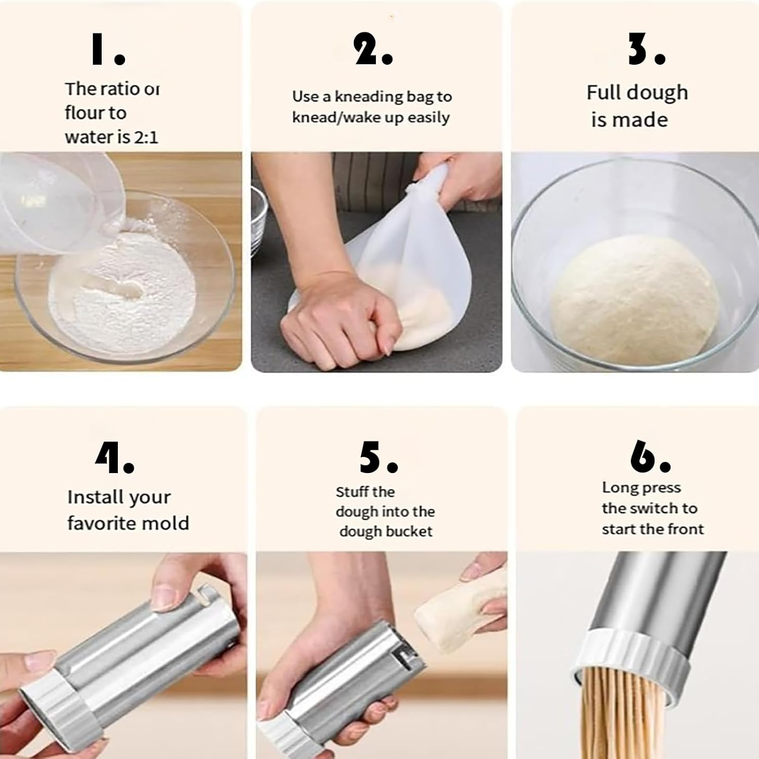 Idiyappam Maker Electric, 2026 New Electric Pasta Maker, Idiyappam Maker with Five Types of Noodle Molds, Portable Wireless Clean Making Spaghetti, Noodles, Sausages and More (White)