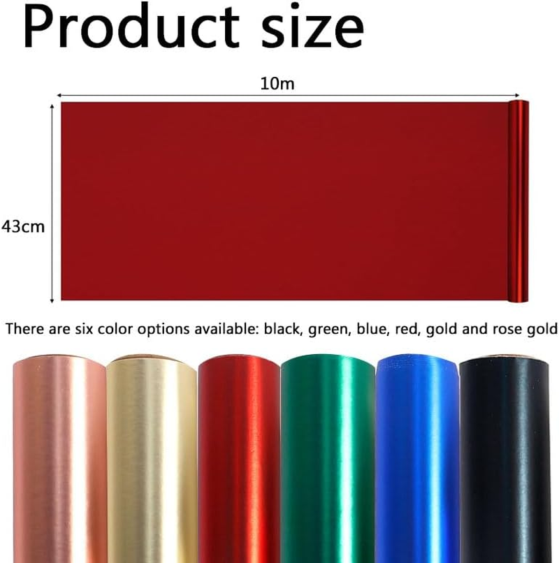 WADY Matte Metal Wrapping Paper Roll - Solid Color Gift Wrap for Wedding, Christmas, Birthday, Valentine'S Day, Baby Shower, DIY Bouquet - 43Cm X 10M Decorative Paper (Red) - Green image number 2