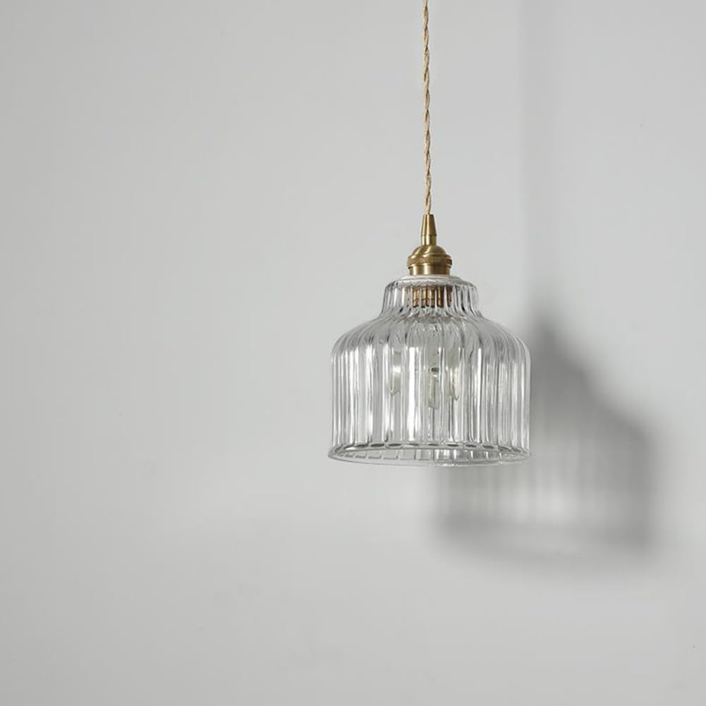 Nordic Style Clear Glass Pendant Light, Modern Simple Pendant Lamp, Retro Farmhouse Pendant Lighting, Minimalist Personalized Pendant Light Fixture for Kitchen Island Closet Hallway Bedside image number 2