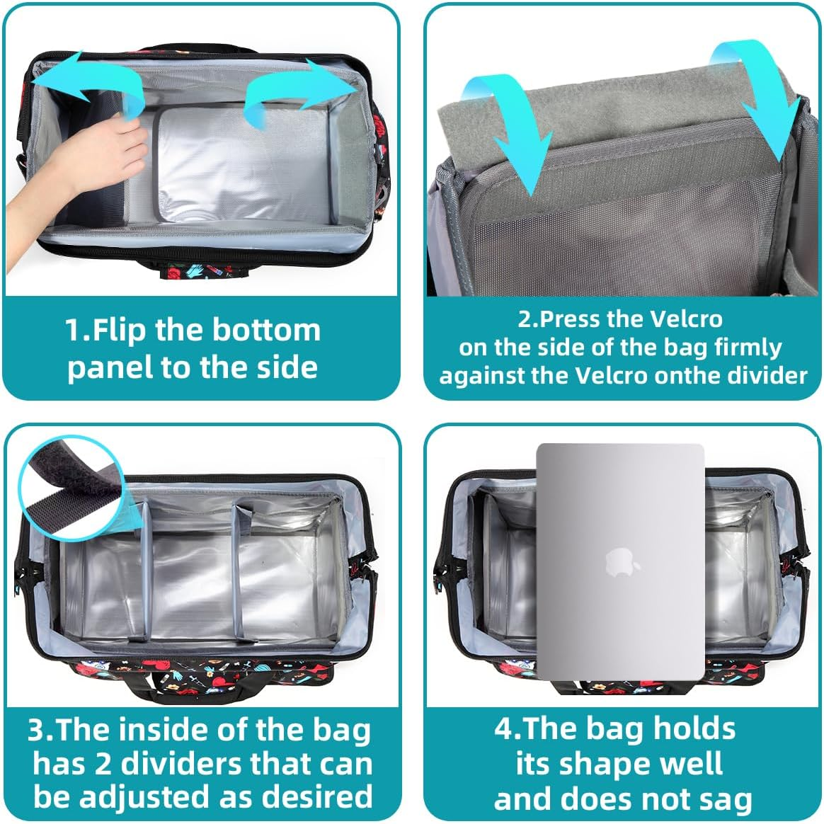 Nurse Rolling Medical Duffle Bag for Work, Clinical Home Health, CNA Gift - Carry on Bag with Wheels for Doctor, EMT, EMS Healthcare, 18.5 X 10.7 X 13 Inches - Black And Red image number 5