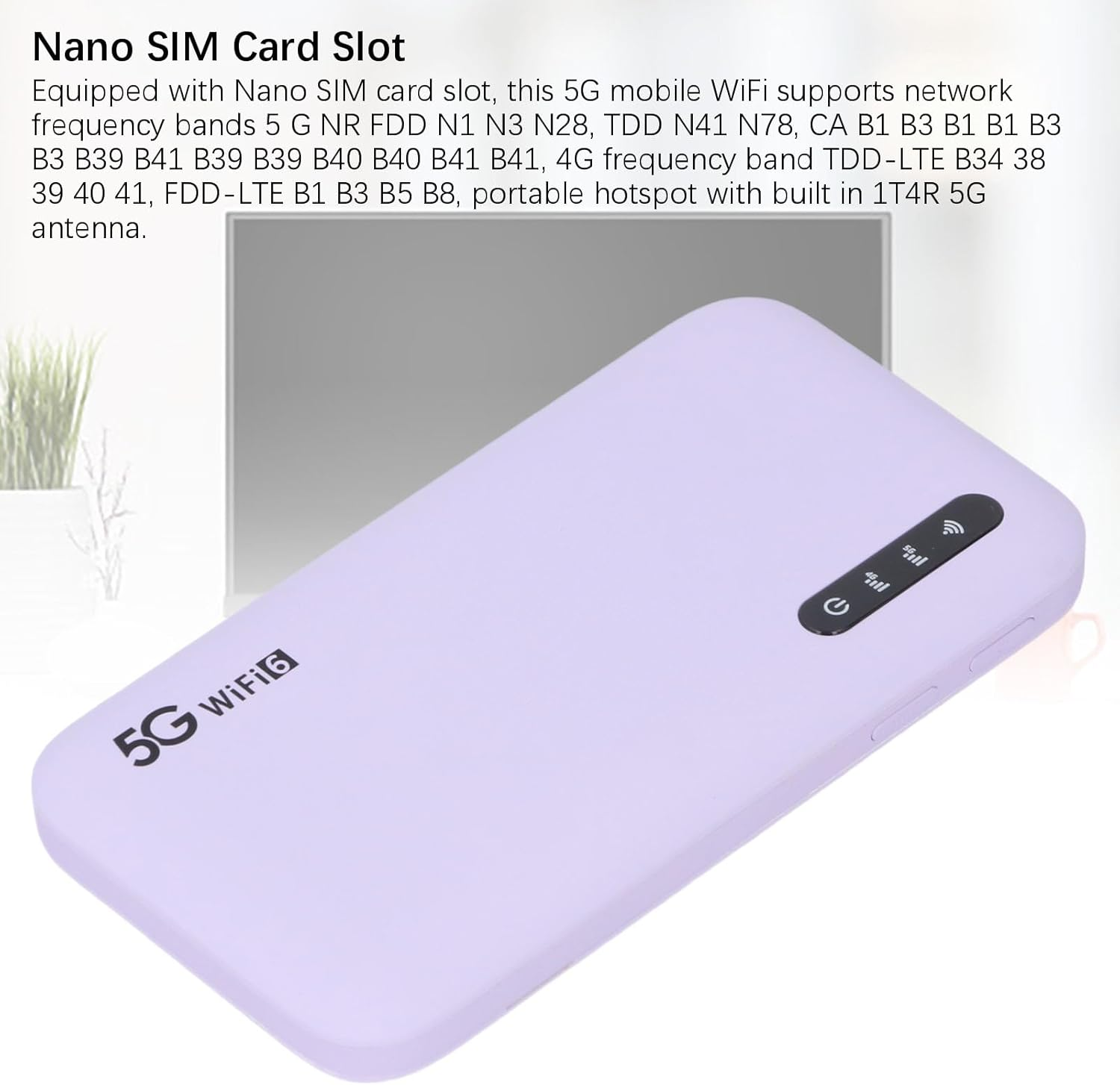 5G Portable Hotspot, Wifi6 High Speed Travel Router with Nano SIM Card Slot, 2.77Gbps DL 1.25Gbps UL 16 Devices Capacity, Home 5G Mobile Hotspot image number 3
