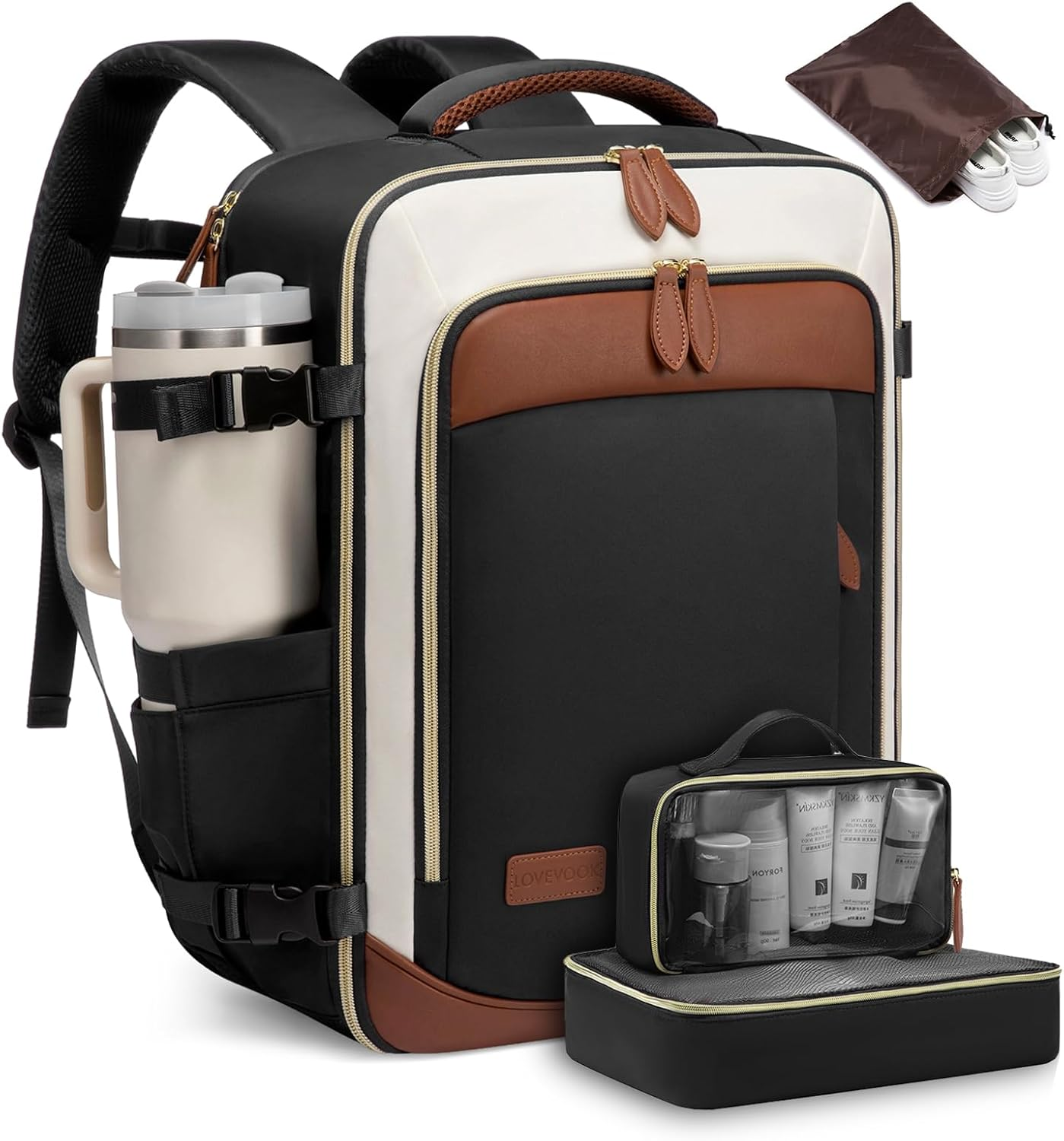 LOVEVOOK Travel Backpack for Women, 40L Carry on Backpack with 3 Packing Cubes,Tsa Personal Item Travel Bag Airline Approved, Water Resistant Weekender Overnight Luggage Daypack, Fits 17 Inch Laptop