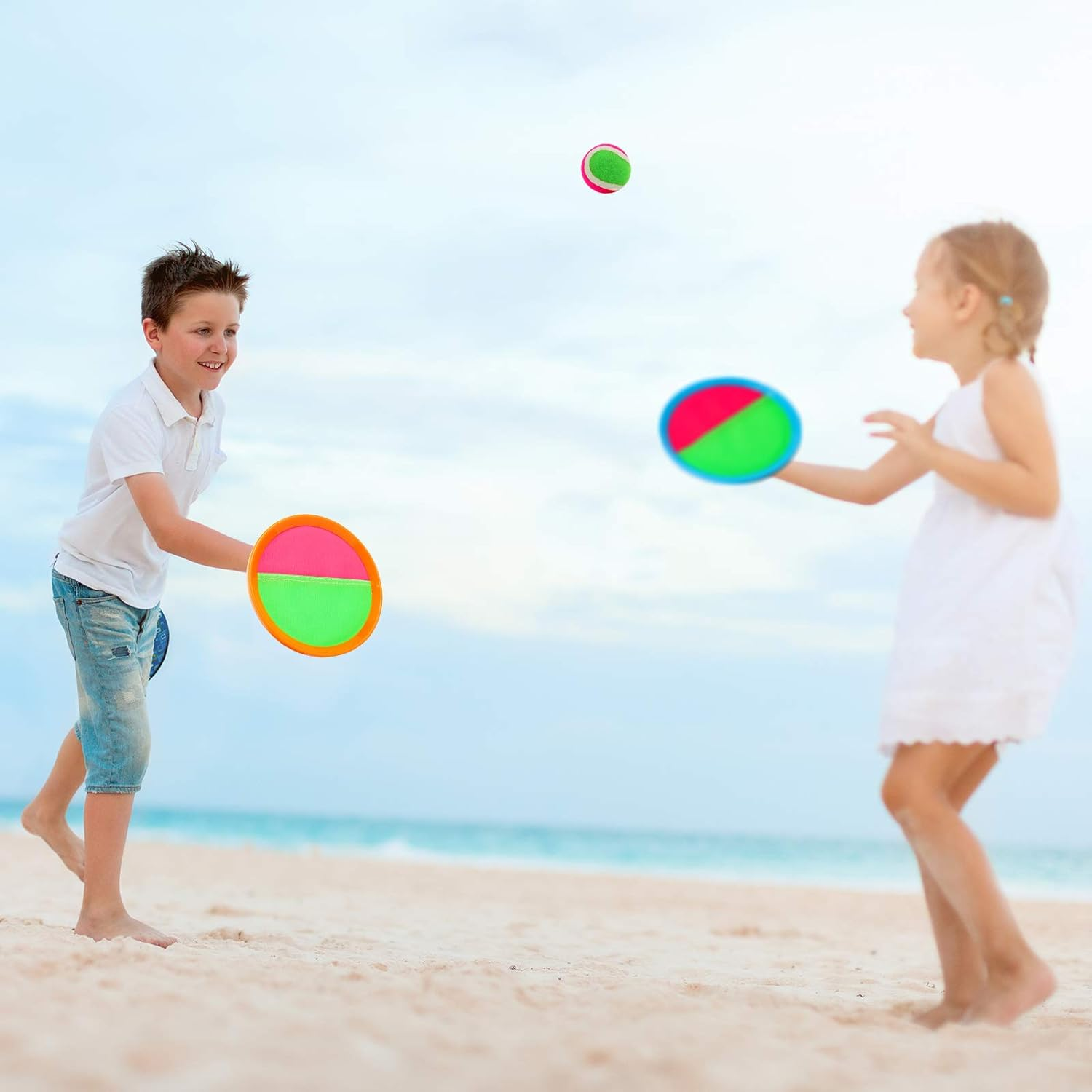Kids Toys Toss and Catch Game Set, Ball Sports Games with Paddles Balls and Storage Bag, Classic Outdoor Games, Beach Games, Yard Games Suitable for Kids Gift Ideal image number 2