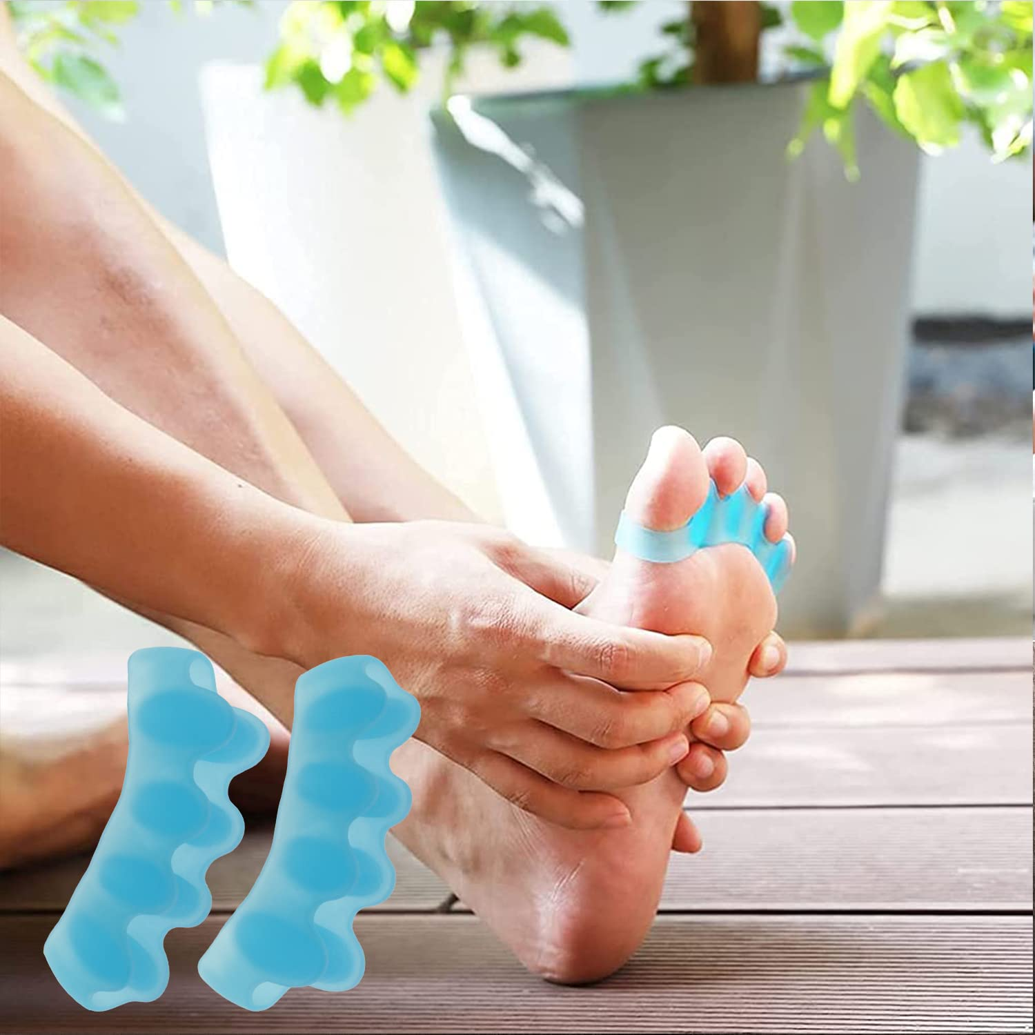 8Pcs Toe Spacers,Soft Gel Toe Separators and Spreaders to Correct Bunions and Restore Toes to Their Original Shape,H HOME-MART Bunion Corrector Toe Spacer Toe Straightener Toe Stretcher Big Toe Correctors (Blue+Blue+White+White(4 Pairs)) image number 5