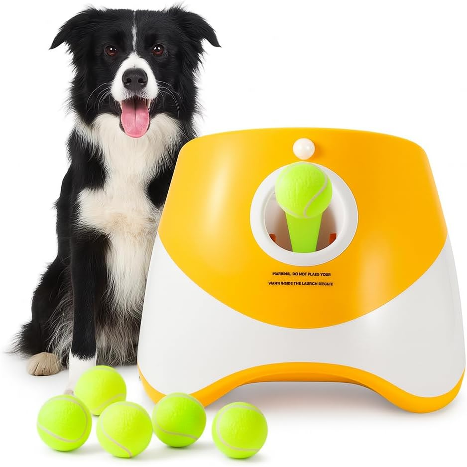 COZYVISTA - Automatic Dog Ball Launcher for Small Dogs &ndash; Interactive Pet Ball Thrower with 6 Balls, USB Rechargeable, 3 Distance Settings &ndash; Indoor & Outdoor Dog Toy &ndash; Compact & Durable ABS Design image number 6
