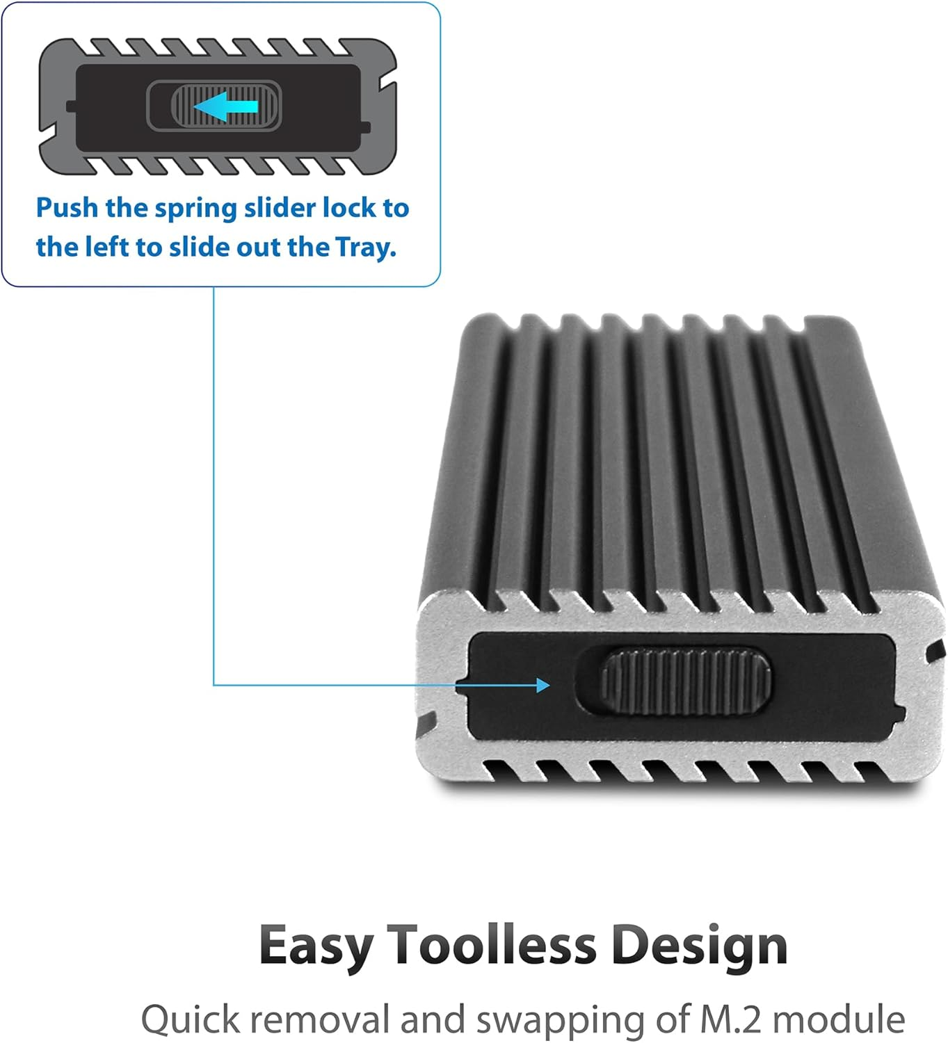 Vantec M.2 Nvme SSD to USB 3.1 Gen 2 Type C Enclosure with C to C Cable, Space Gray Color, ID5 (NST-205C3-SG) image number 4