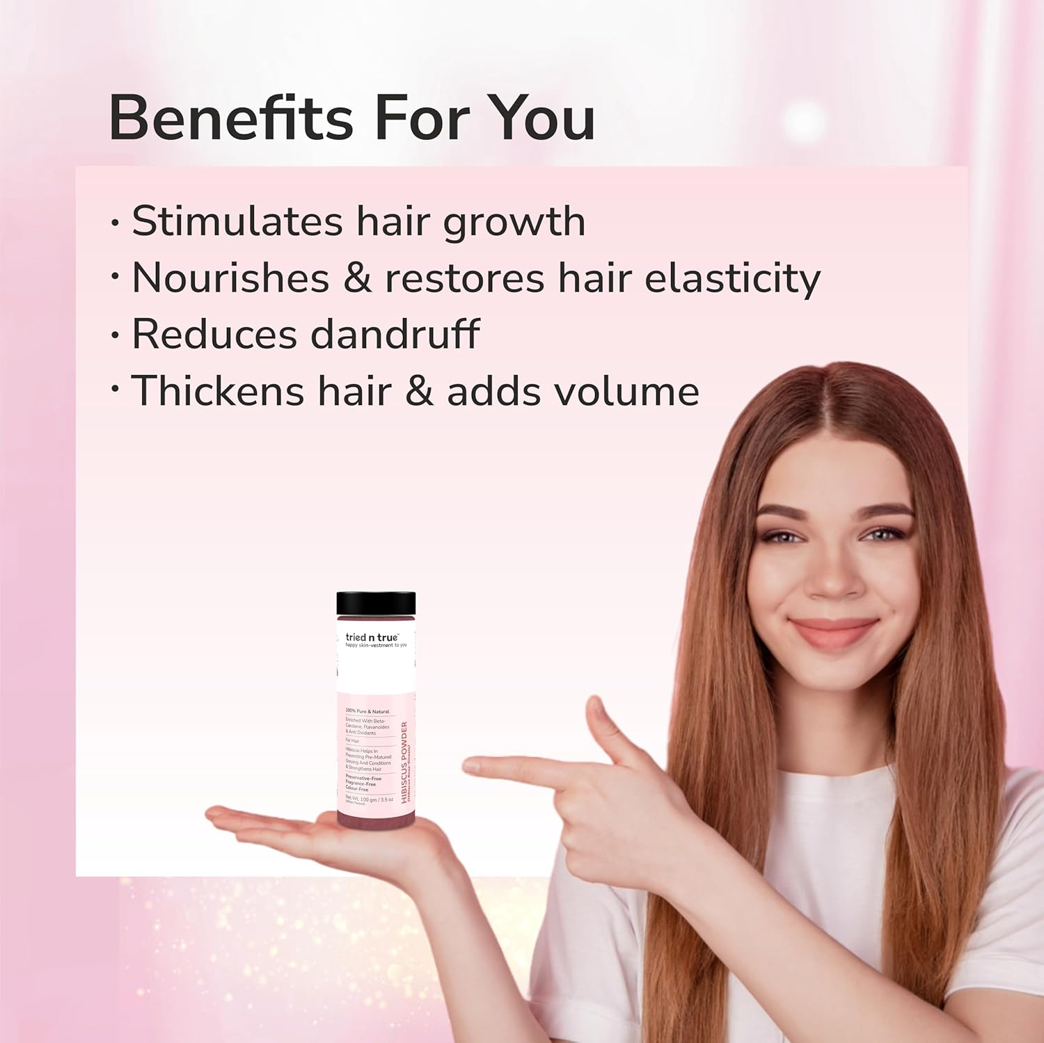 Tried N True Hibiscus Powder with No Added Preservative, Fragrance or Colour, Pure and Natural DIY Hair Mask for Silky and Smooth Hair- 100 Gm